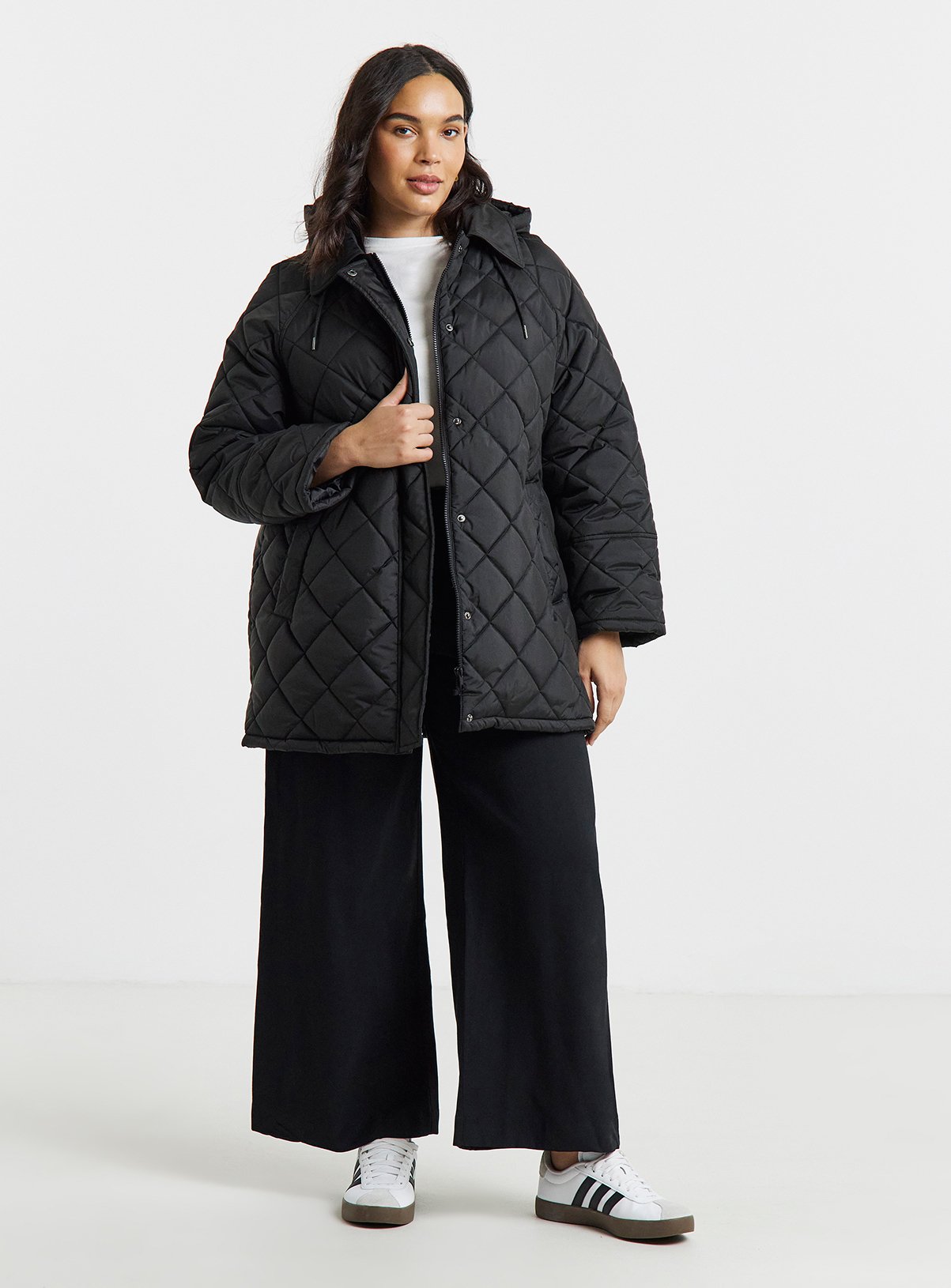 SIMPLY BE Hooded Quilt Swing Coat 