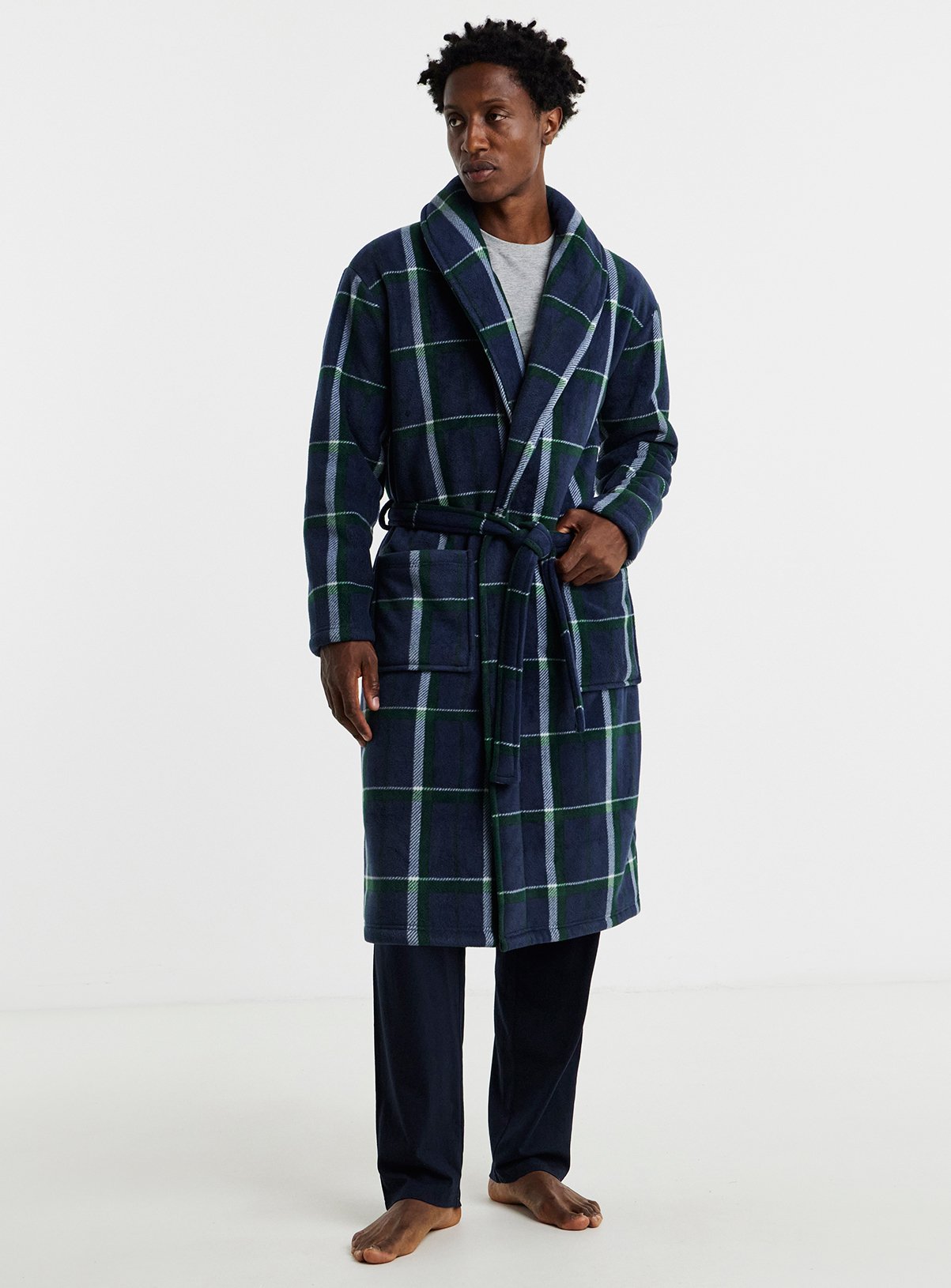 JACAMO Check Borg Lined Fleece Dressing Gown 