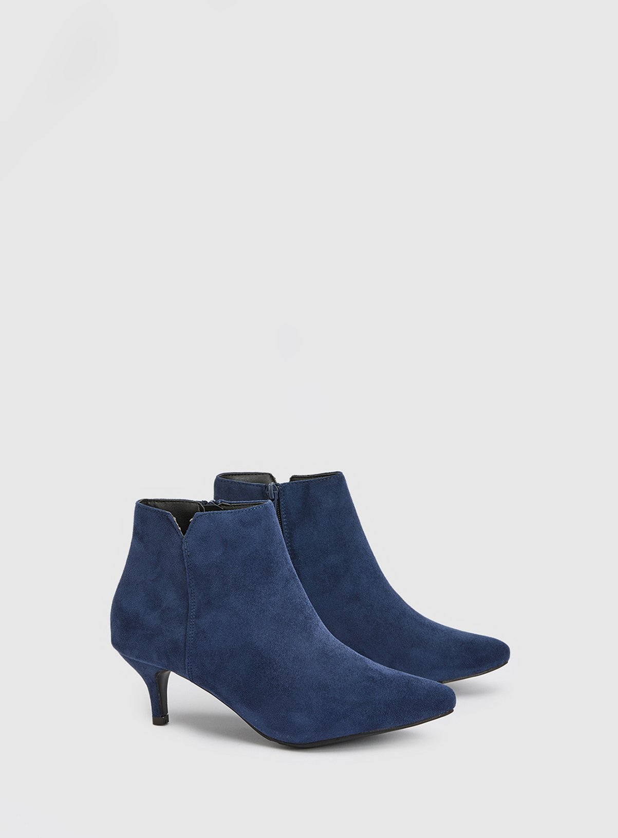 WALLIS Wide Fit Alma Faux Suede Kitten Heel Pointed Ankle Boots 