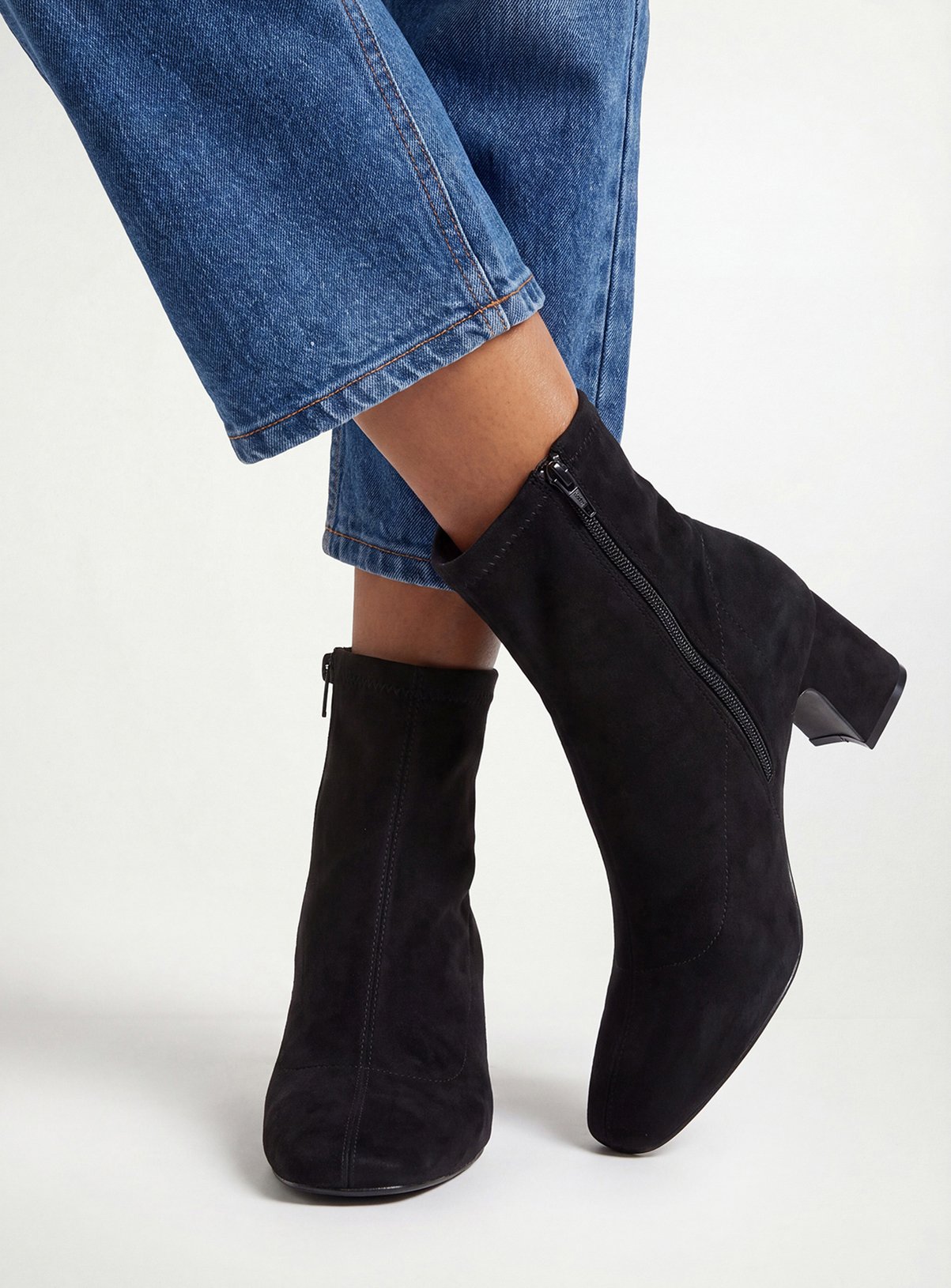 WALLIS Mindy Faux Suede Block Heel Boots 