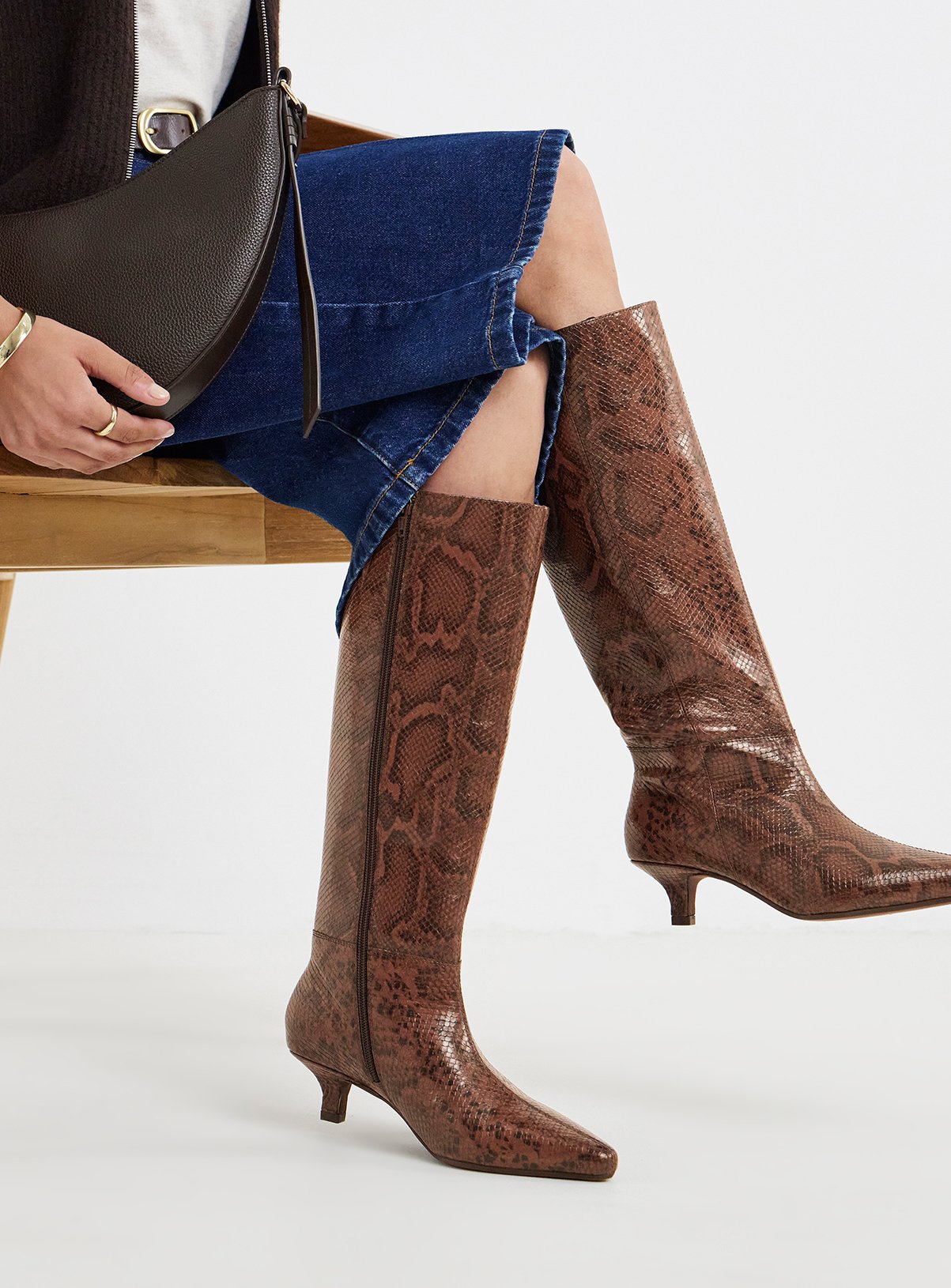 JD WILLIAMS Pointed Kitten Heel Knee Boot Wide Fit 