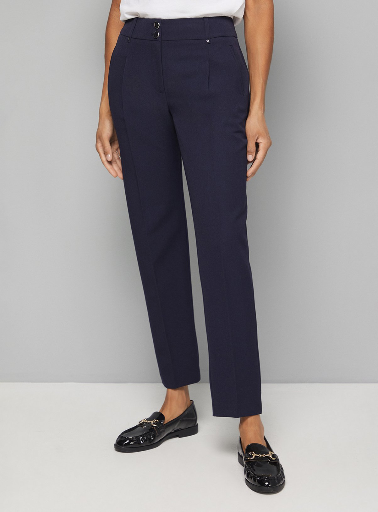 WALLIS Navy Smart Tapered Leg Trousers 