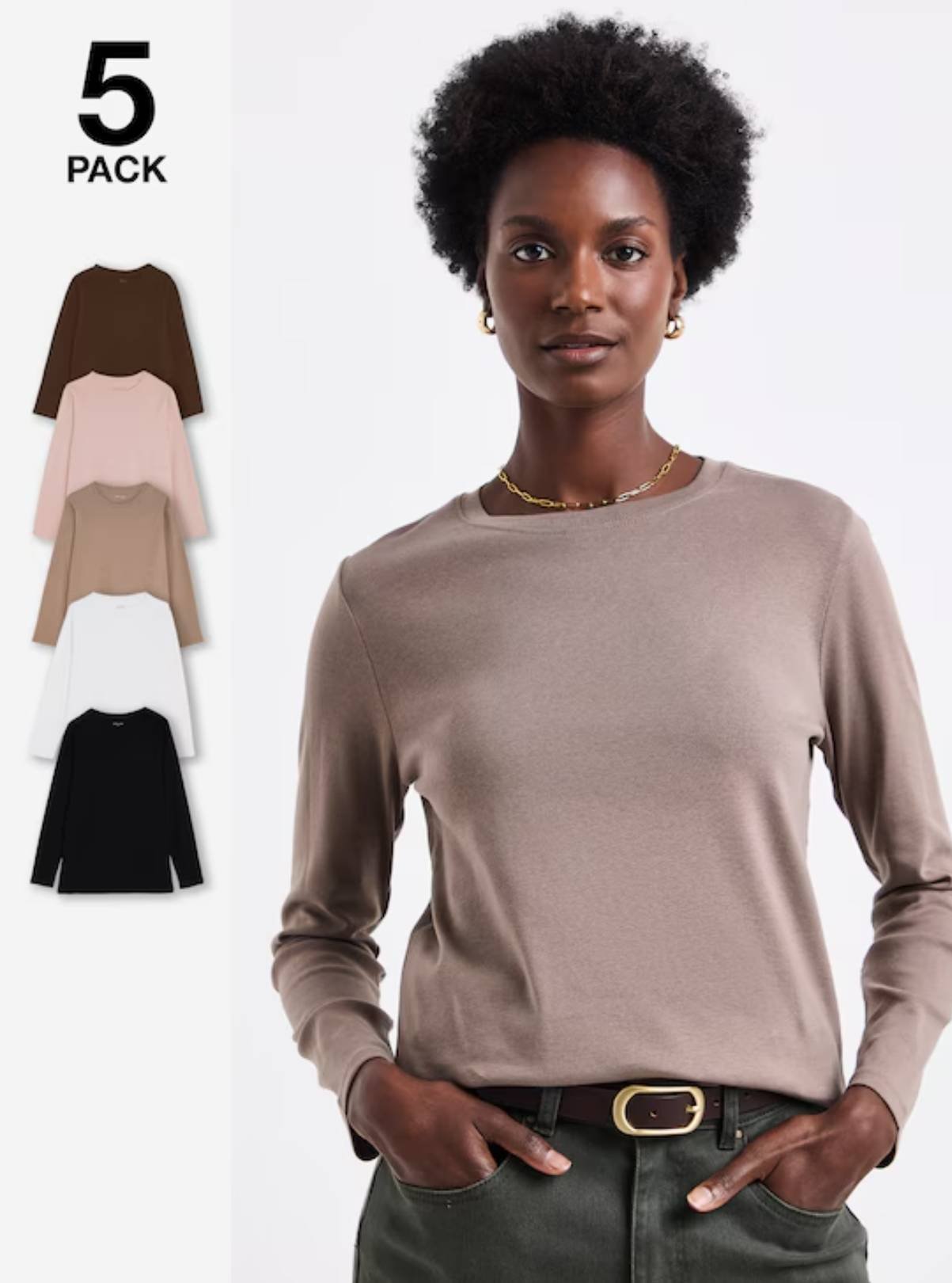 JD WILLIAMS 5 Pack Long Sleeve Crew Neck 