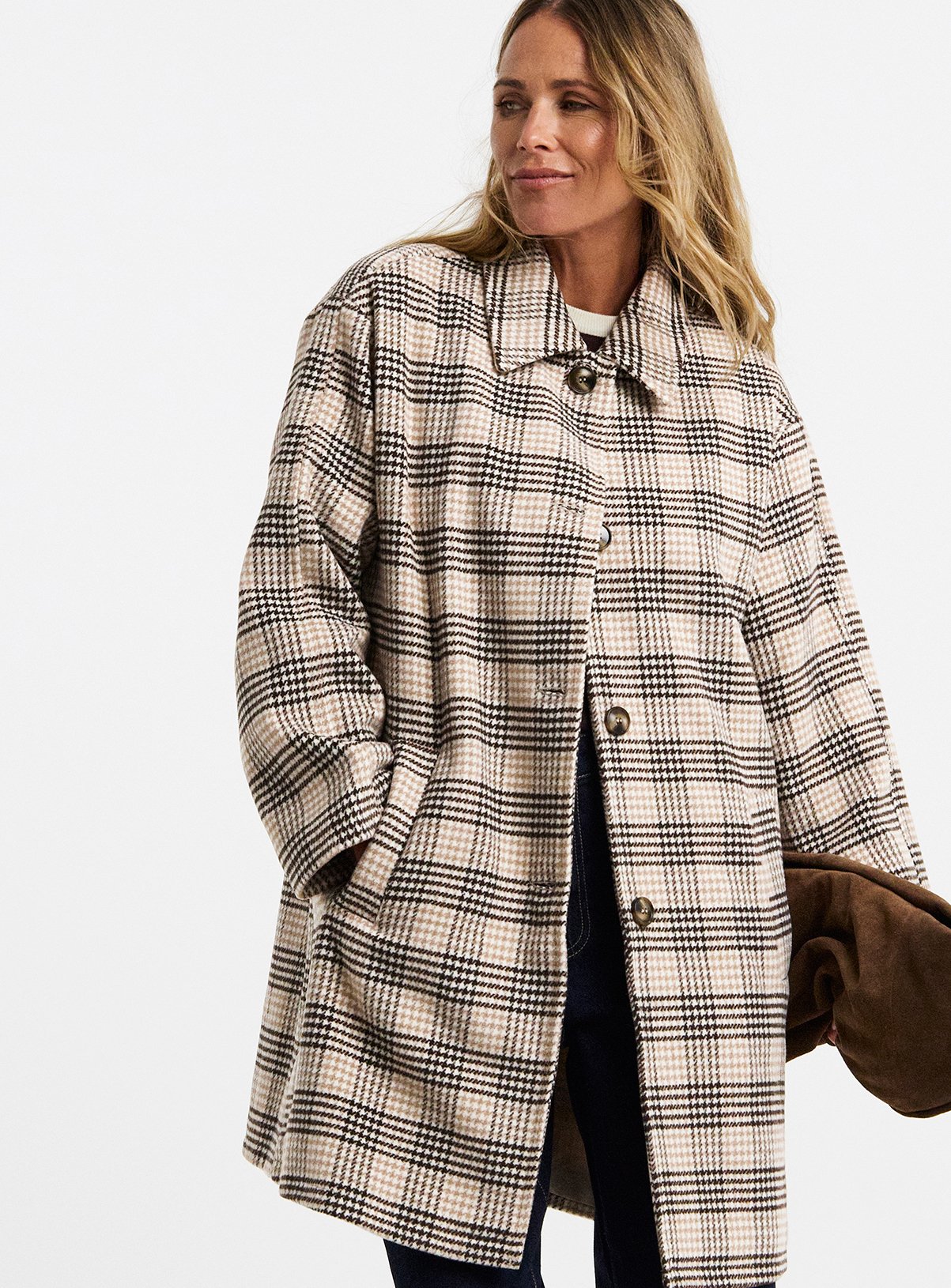 JD WILLIAMS Collared Button Front Lined Coat 