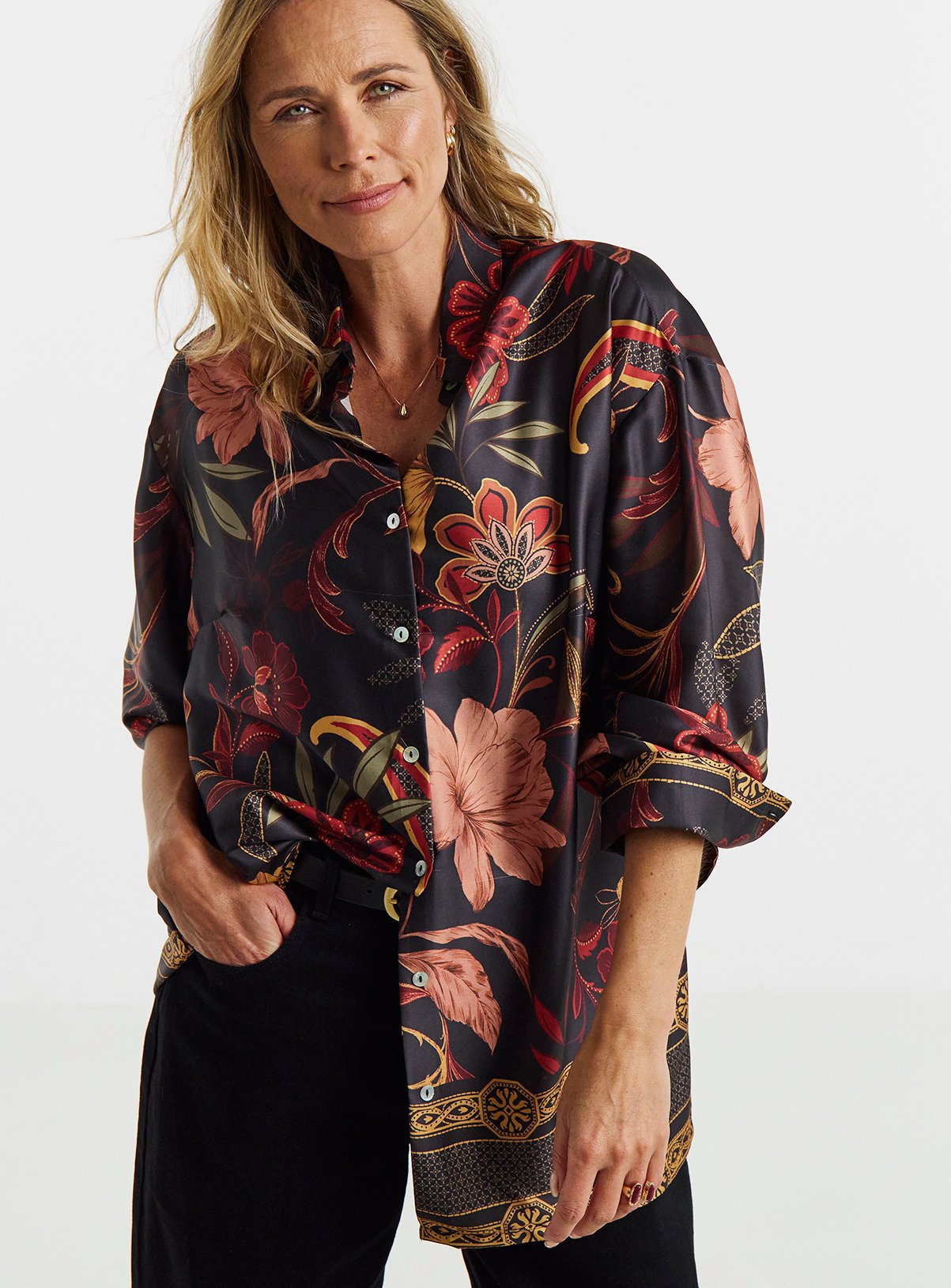 JD WILLIAMS Satin Long Sleeve Shirt 