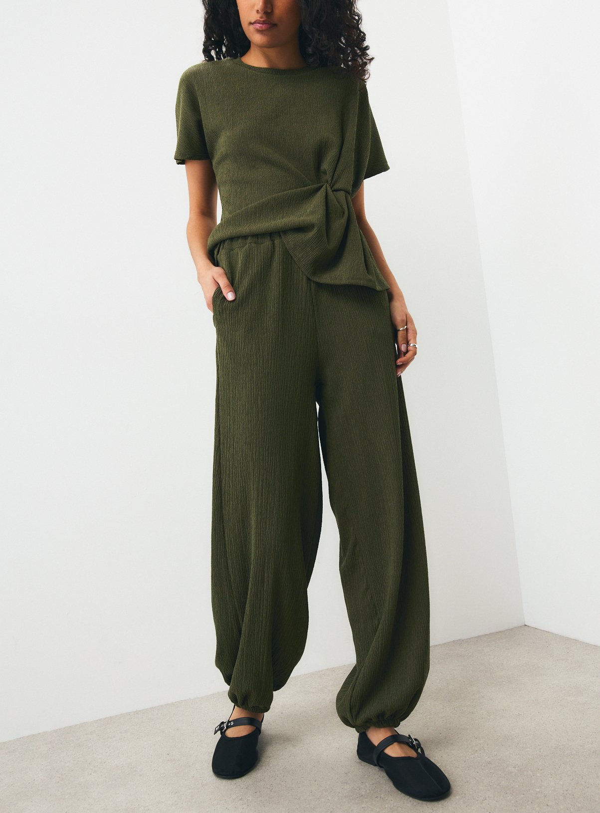 Khaki Balloon Trouser Co-Ord 
