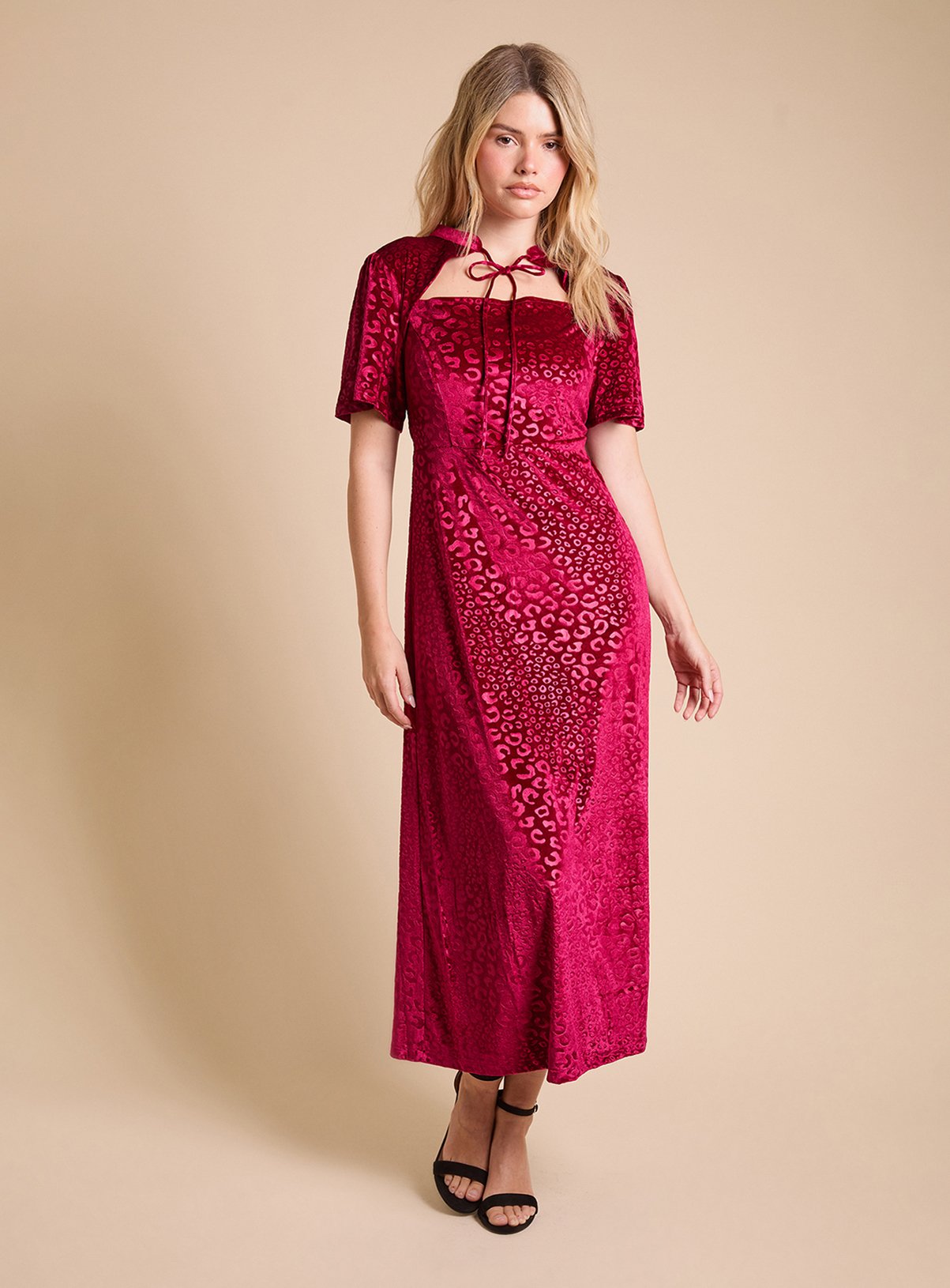 DOROTHY PERKINS Luxe Tie Front Velvet Maxi Dress 