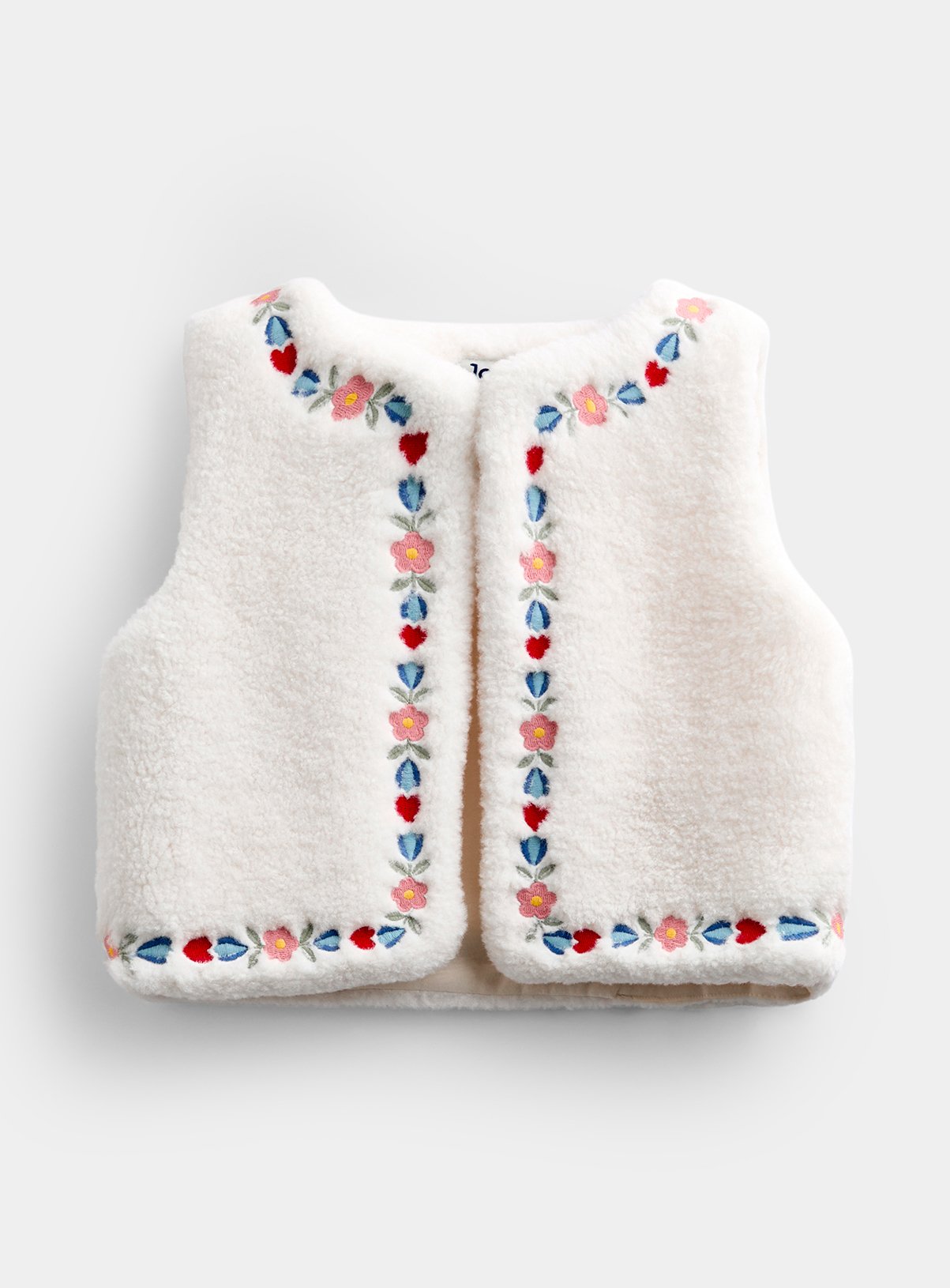 JOJO MAMAN BÉBÉ Embroidered Fleece Gilet Cream 