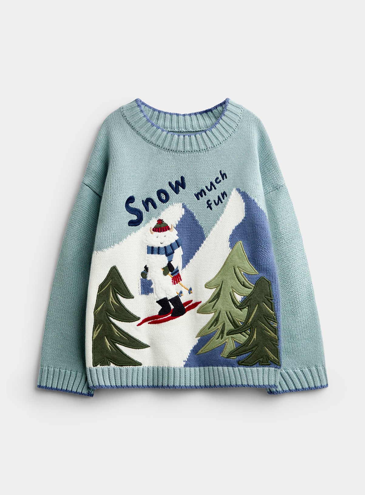 JOJO MAMAN BÉBÉ Yeti Mountain Scene Jumper Blue Marl 