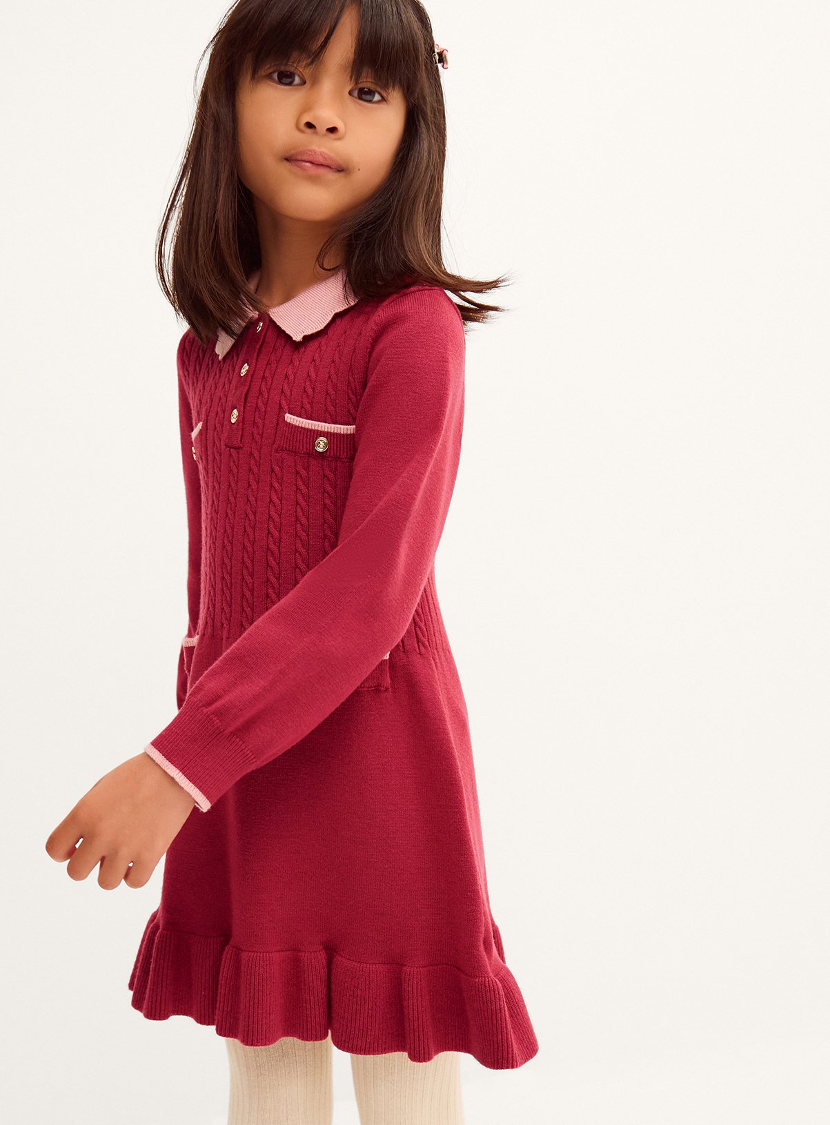 MONSOON Scallop Collar Cable Knit Dress 