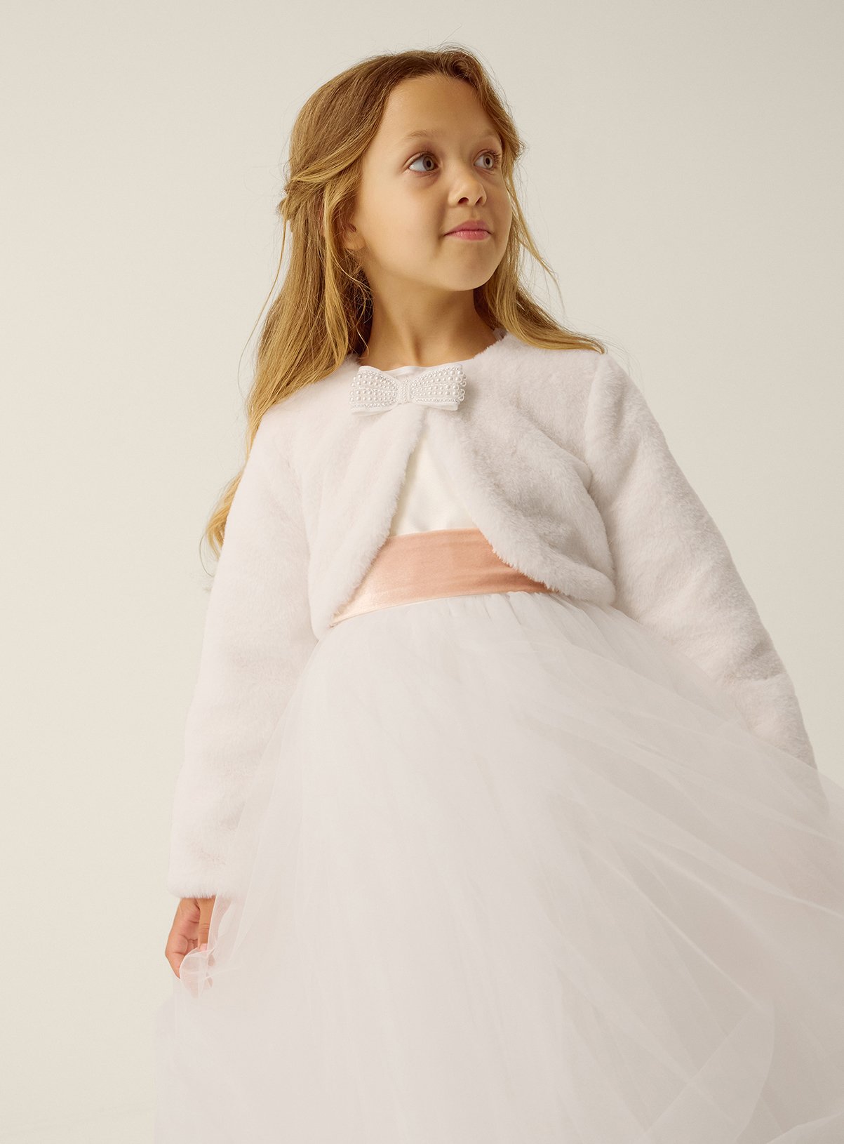 MONSOON Lara Bow Faux Fur Cardigan 