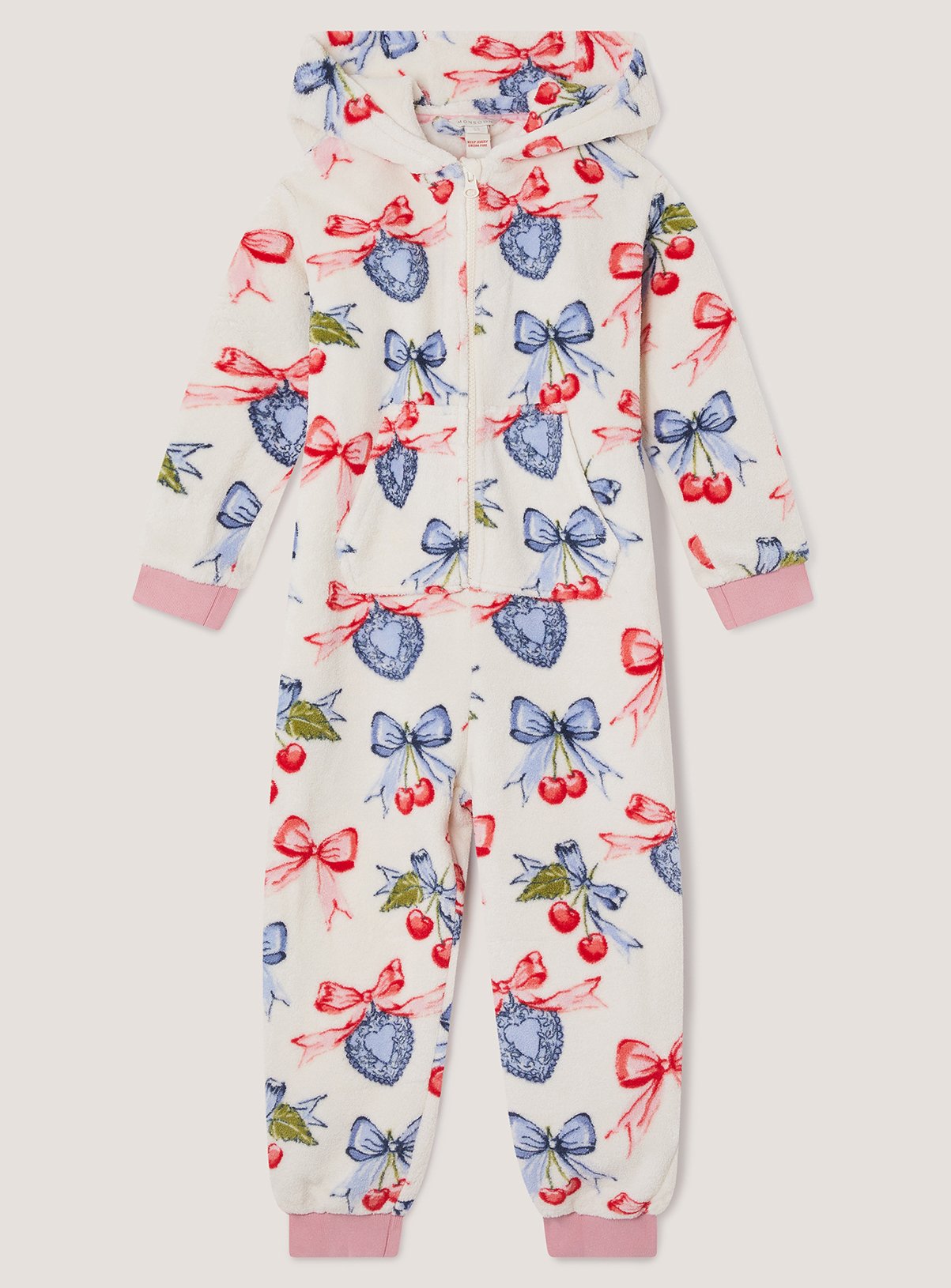 MONSOON Cherry Locket Print Fleece Onesie 