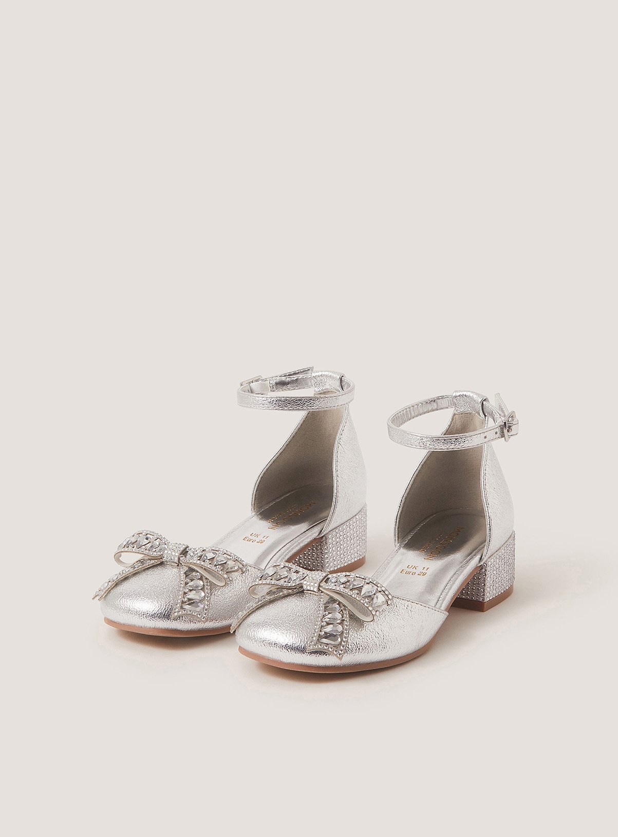 MONSOON Closed Toe Bow Metallic Heels 