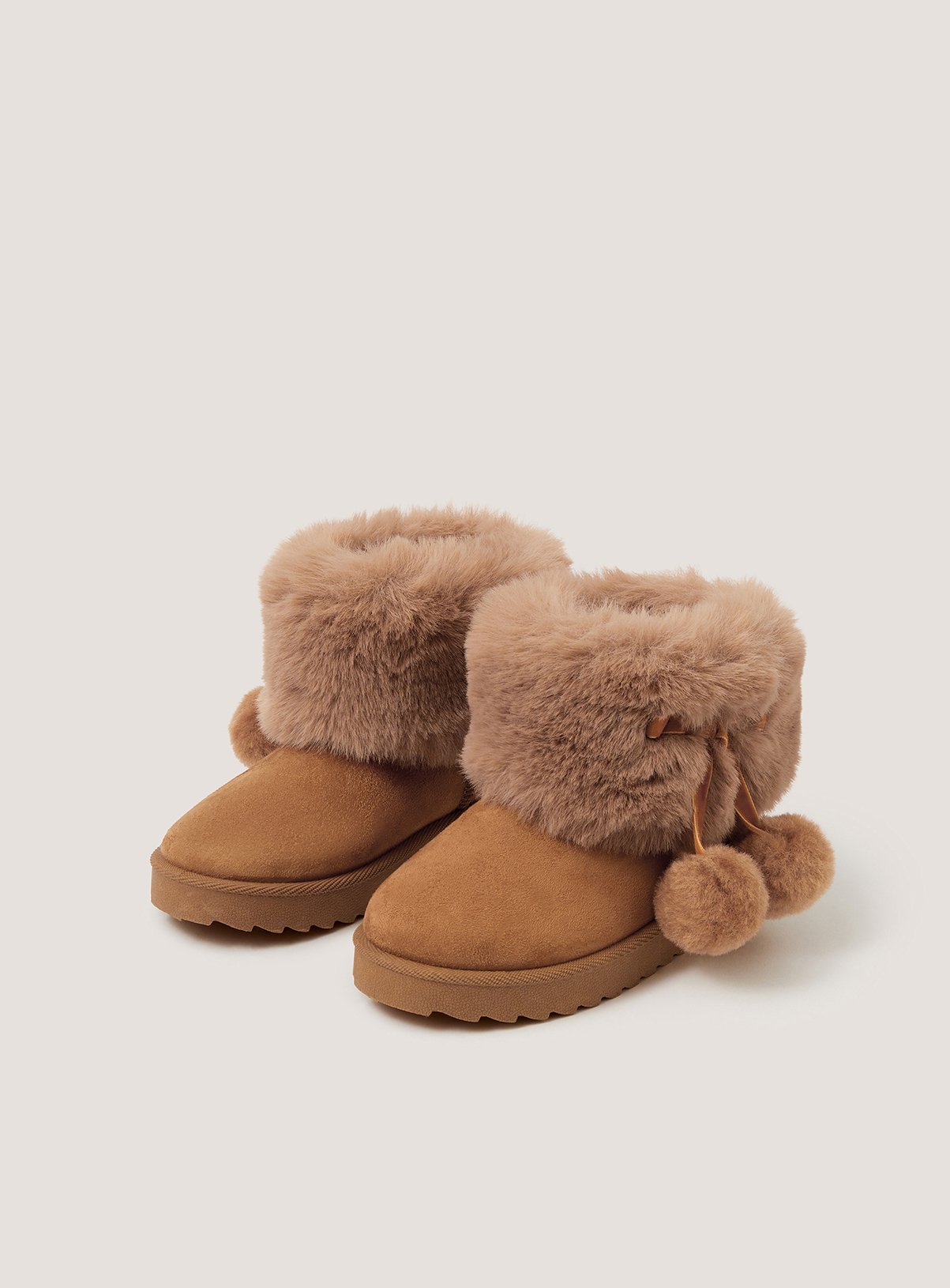 MONSOON Fluffy Pom Ankle Boots 