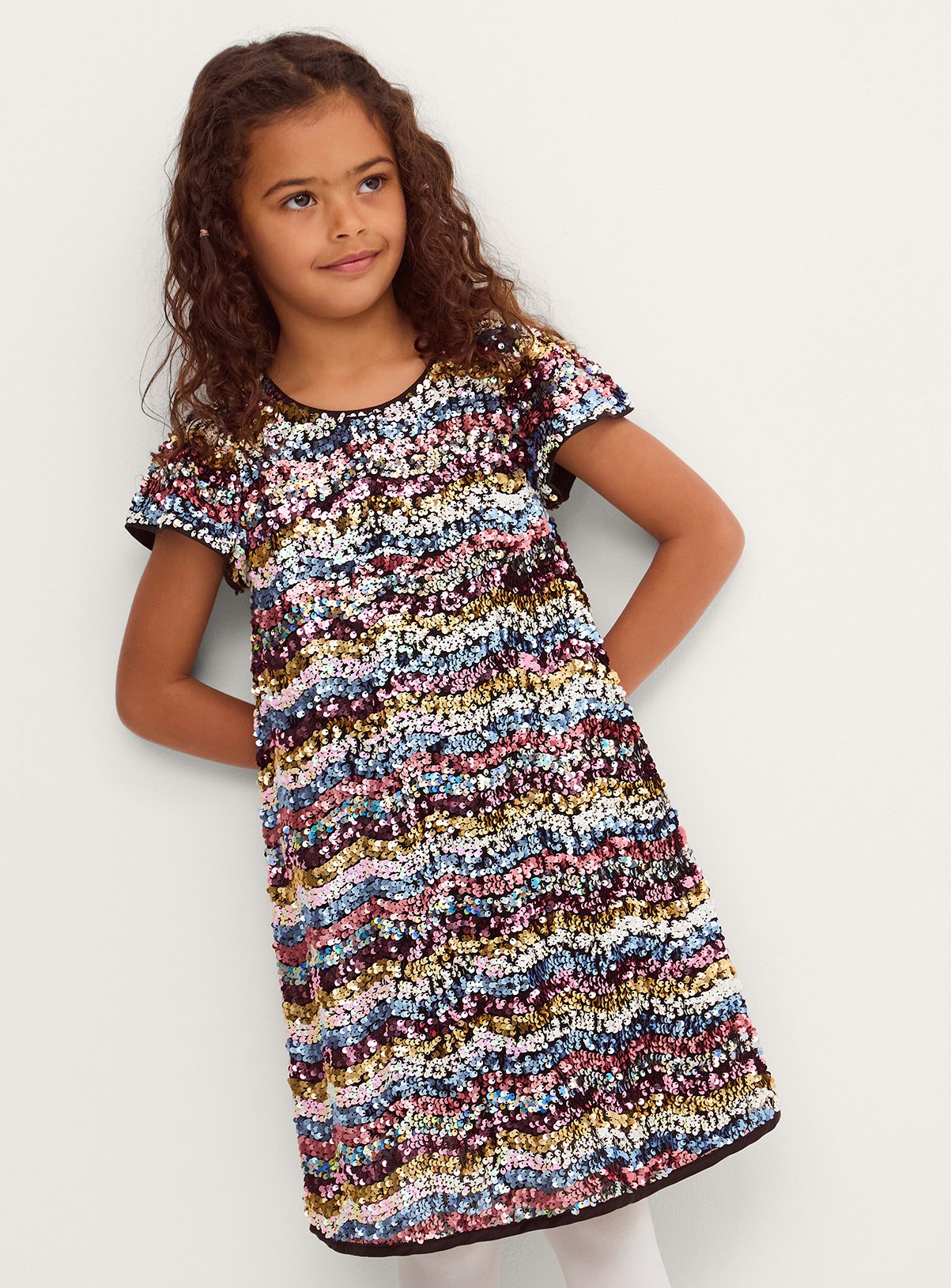 MONSOON Sequin Stripe Party Dress 