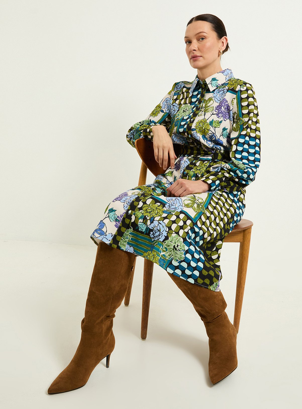 WALLIS Mixed Floral Relaxed Shirt Dress 