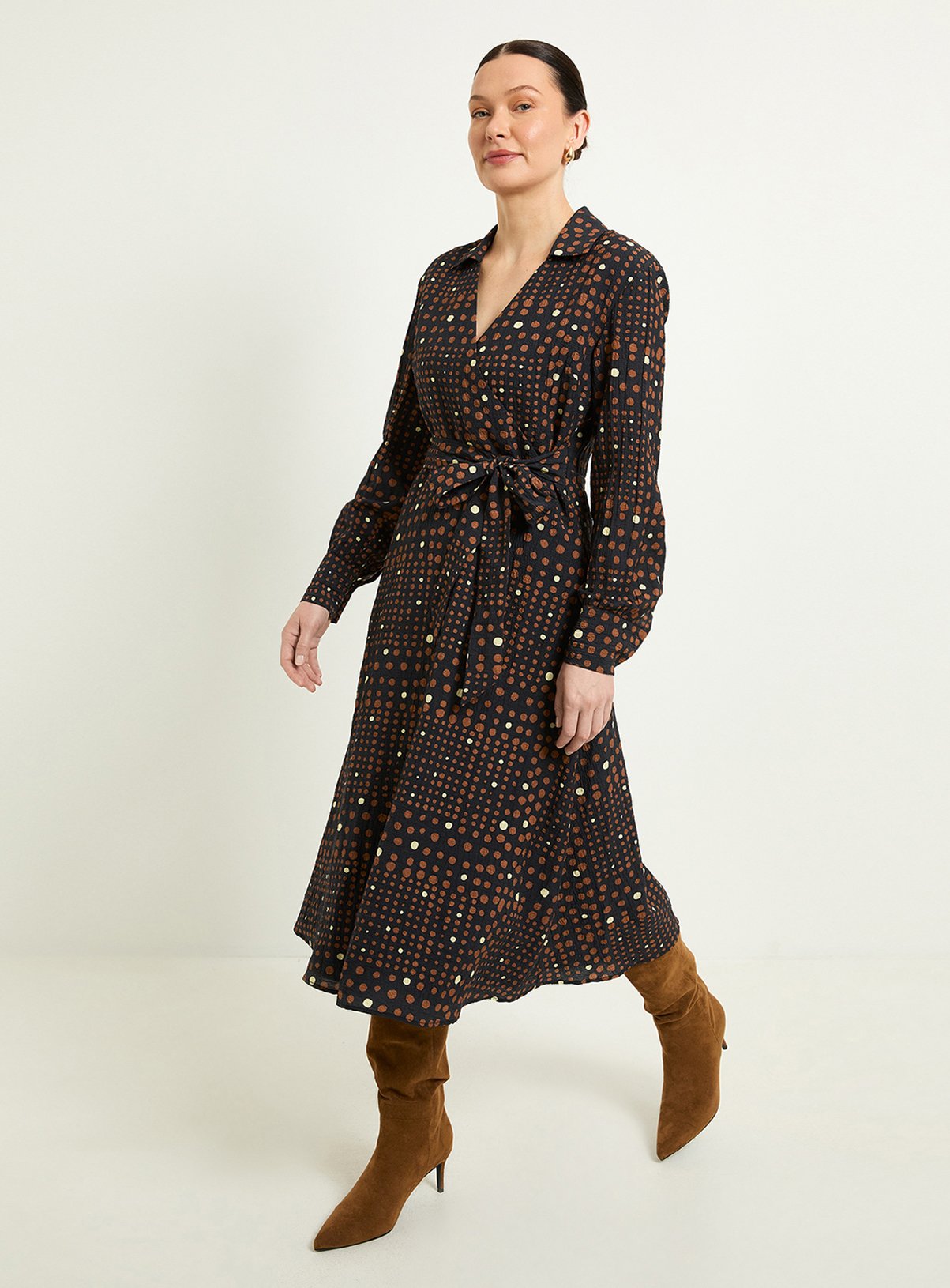 WALLIS Spot Wrap Midi Dress 