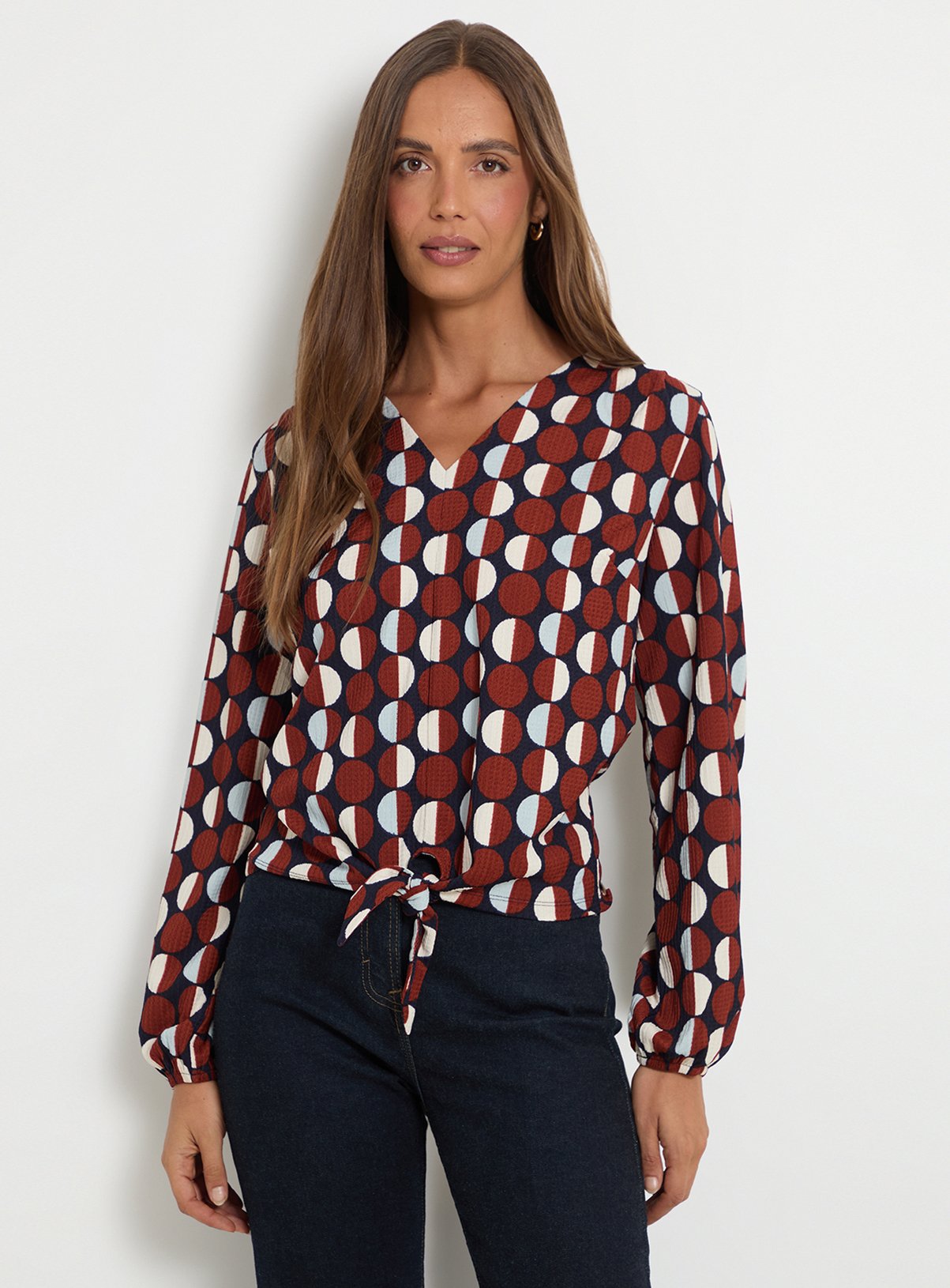 WALLIS Jersey Polka Dot Tie Blouse 
