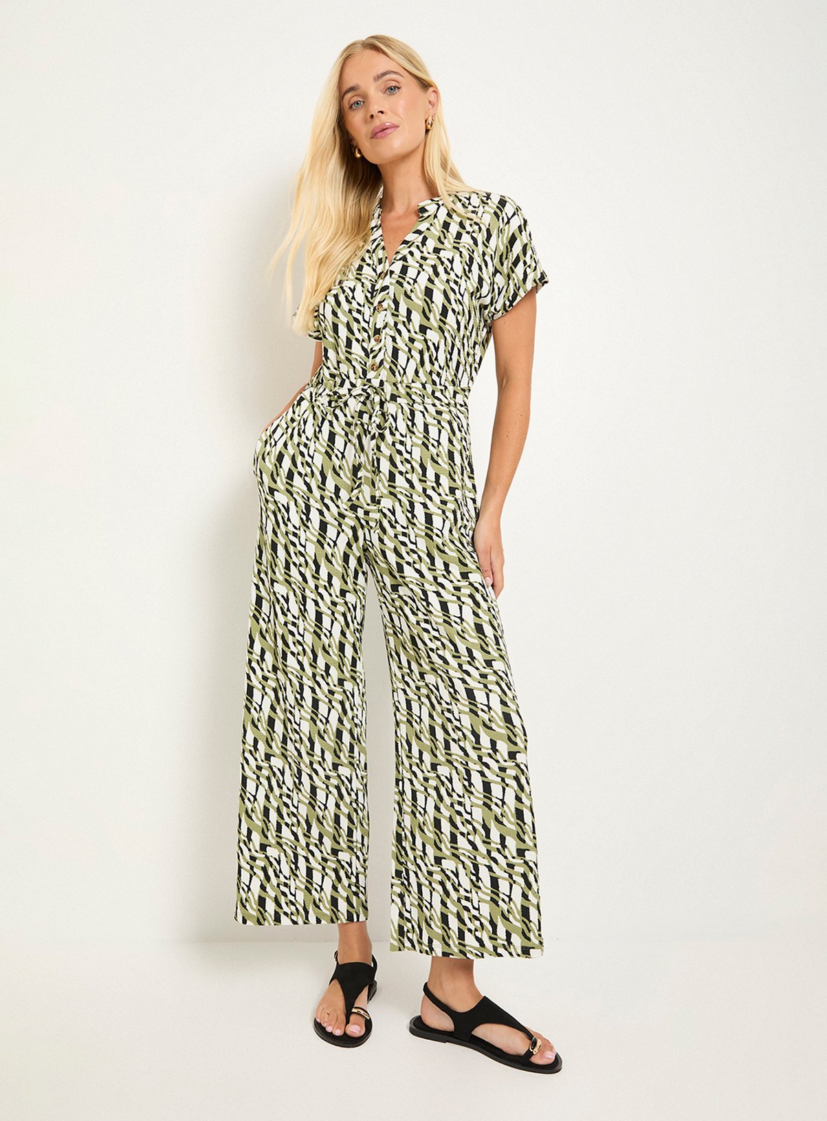 WALLIS Petite Palm Jersey Drawstring Jumpsuit 