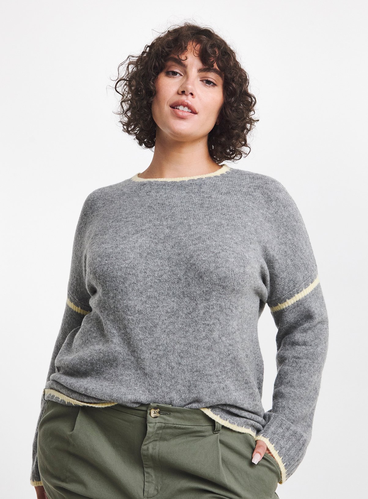 SIMPLY BE Sponge Whipstitch Jumper Grey 