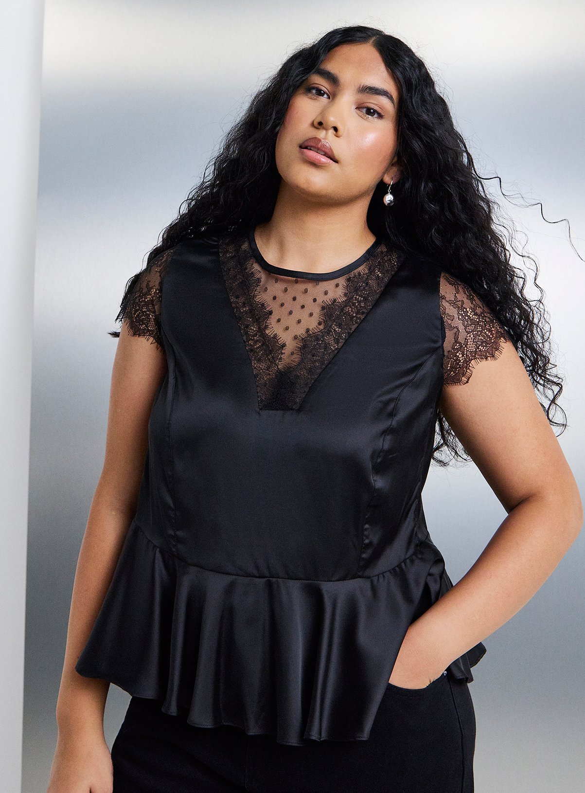 SIMPLY BE Black Lace Trim Insert Cami 
