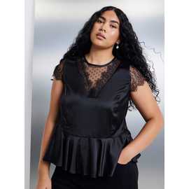 SIMPLY BE Black Lace Trim Insert Satin Cami
