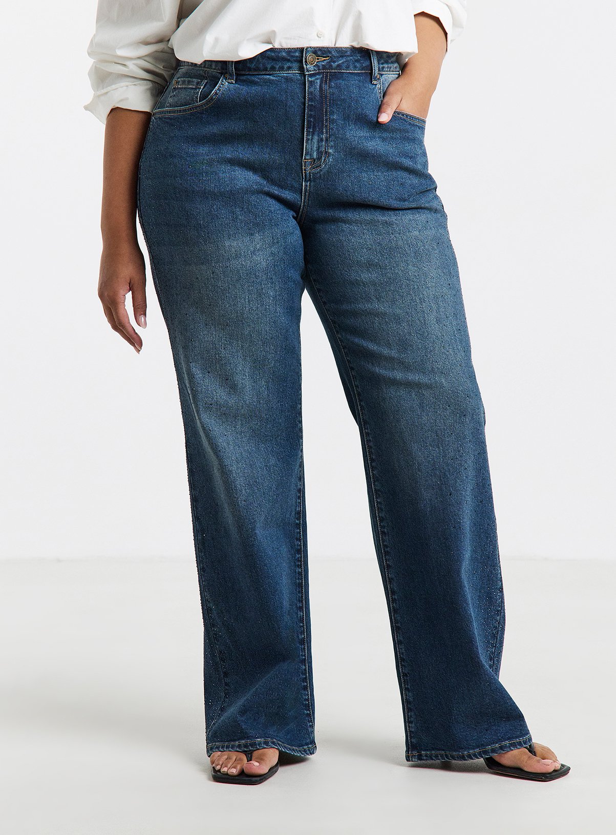 SIMPLY BE Embellished  Wide Leg Jeans 