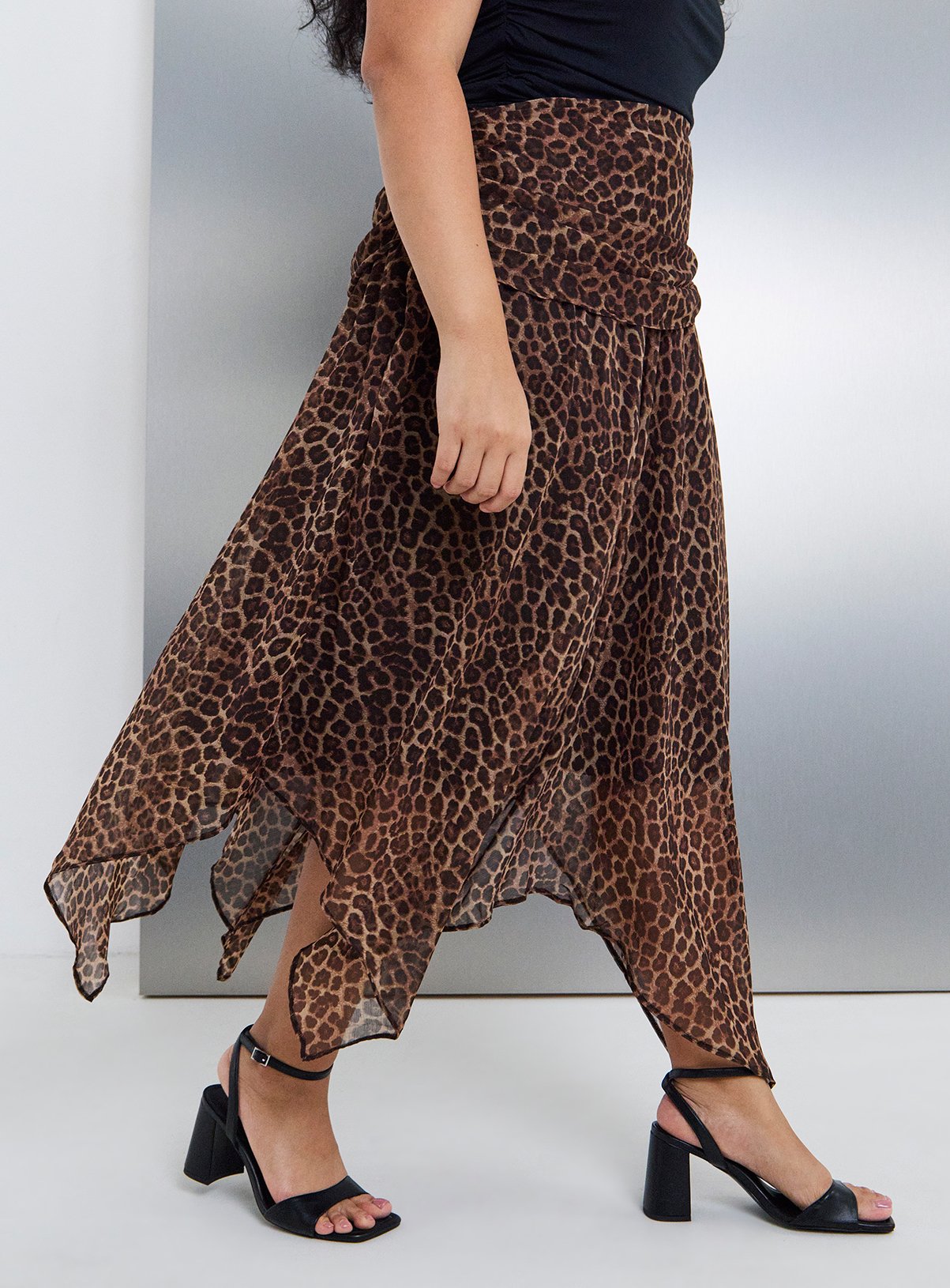 SIMPLY BE Leopard Midaxi Chiffon Skirt 