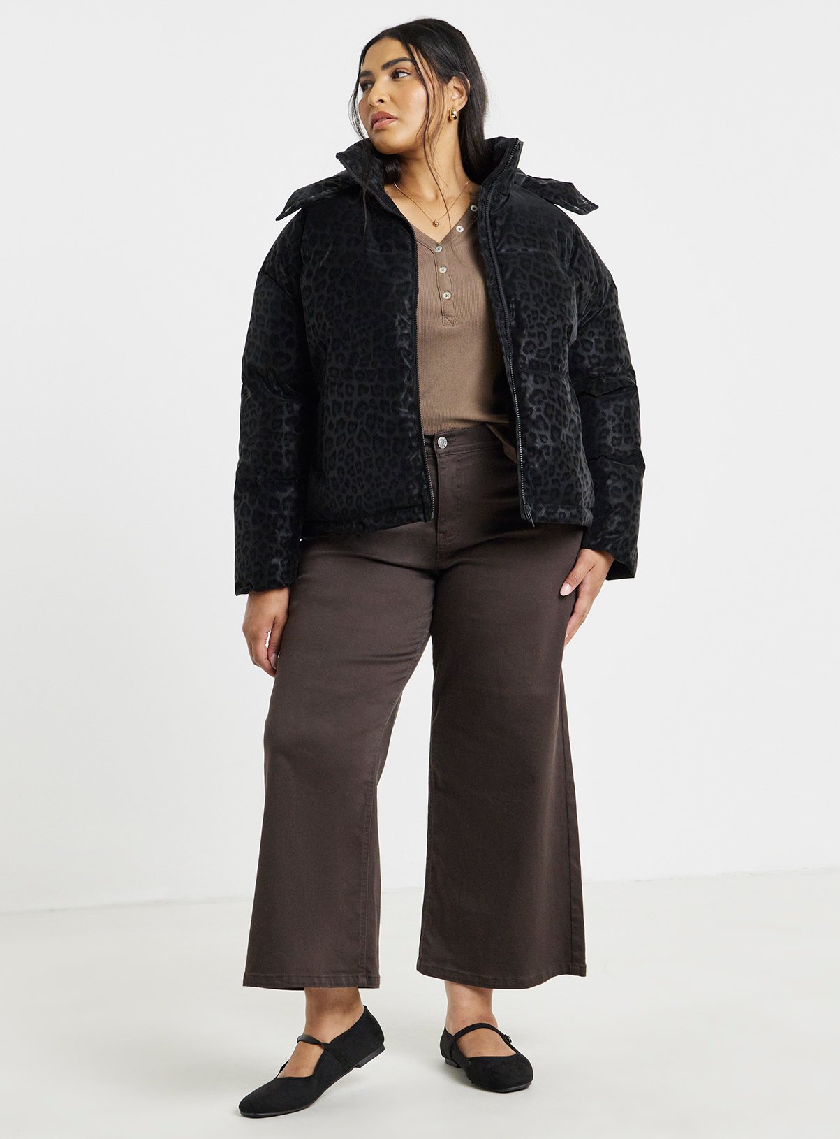 SIMPLY BE Leopard Printed Padded Coat 