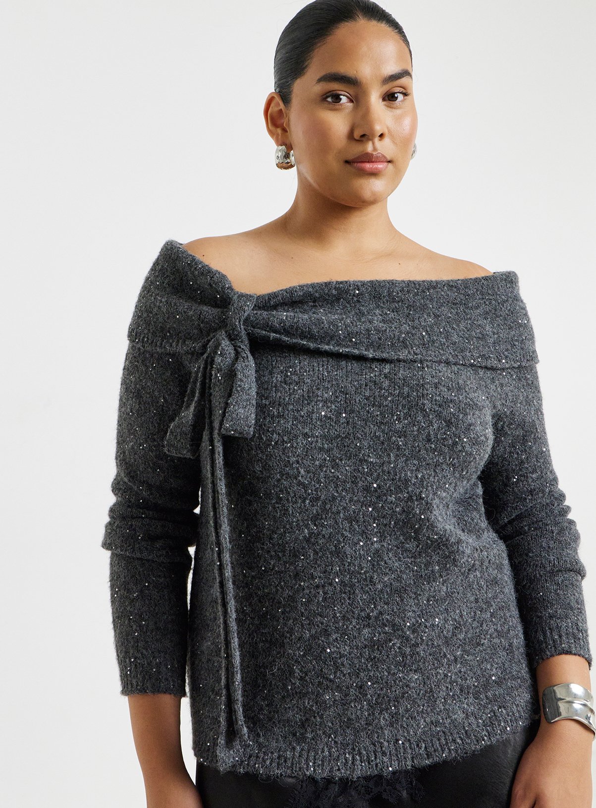 SIMPLY BE Diamante Bardot Jumper 