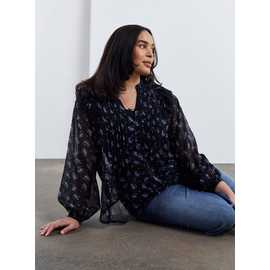 SIMPLY BE Ditsy Tuxedo Detail Blouse