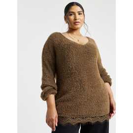 SIMPLY BE Fluffy Lace V Neck Tunic