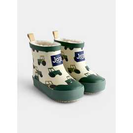 JOJO MAMAN BÉBÉ Short Cosy Lined Tractor Wellies Khaki Green