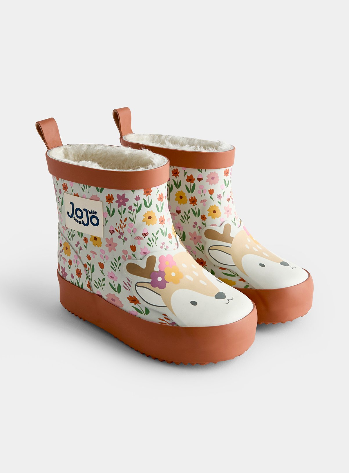 JOJO MAMAN BÉBÉ Short Cosy Lined Deer Wellies Light Pink 