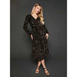 DOROTHY PERKINS Velvet Sequin Wrap Midi Dress