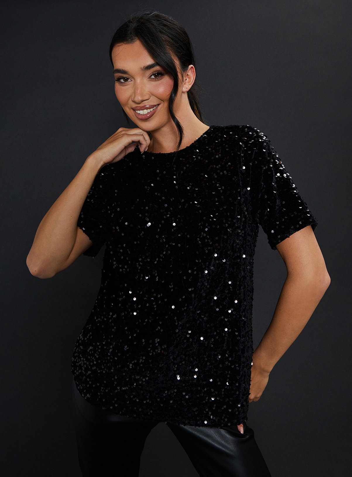 DOROTHY PERKINS Sequin T-Shirt 