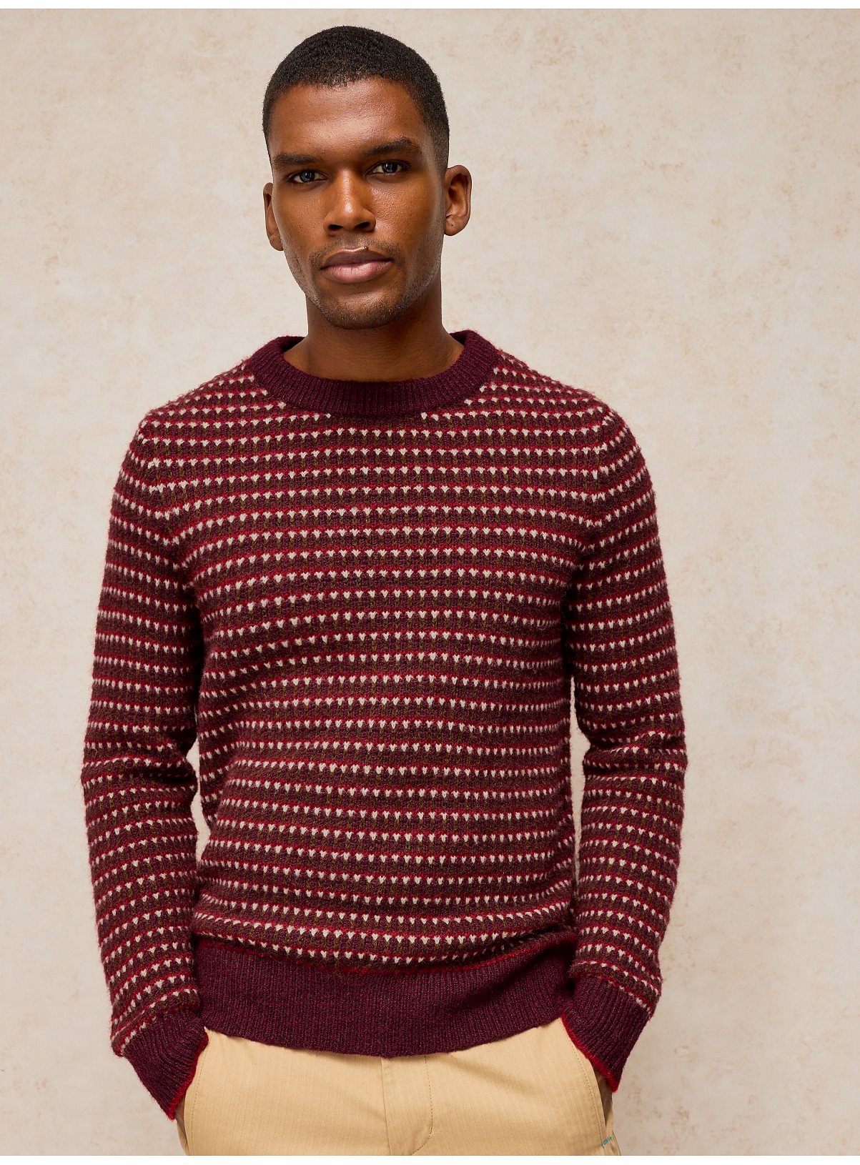 WHITE STUFF Plum Hamilton Stripe Crew Jumper With Wool 