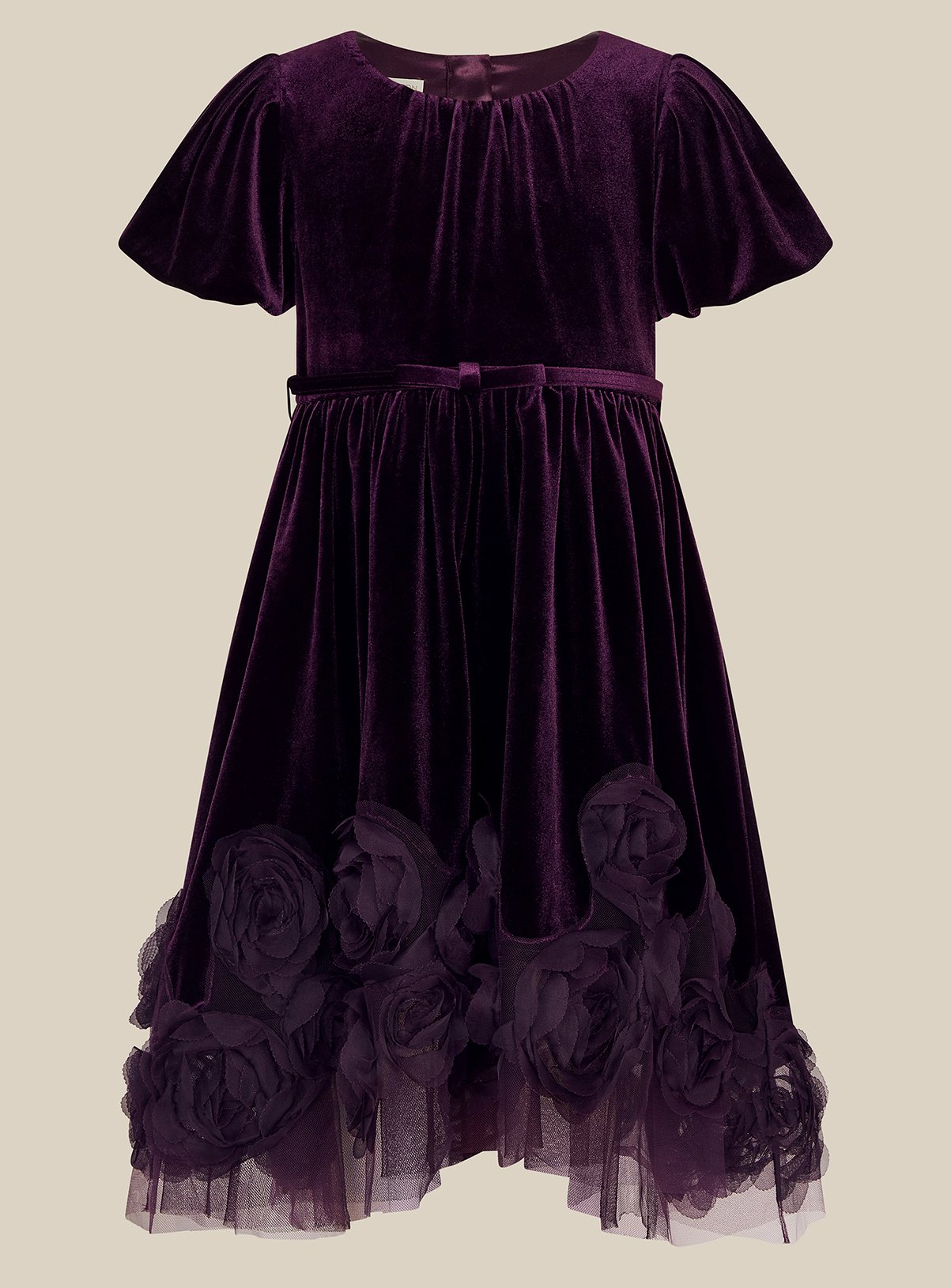 MONSOON Adelyn Floral Appliqué Velvet Party Dress 9 years
