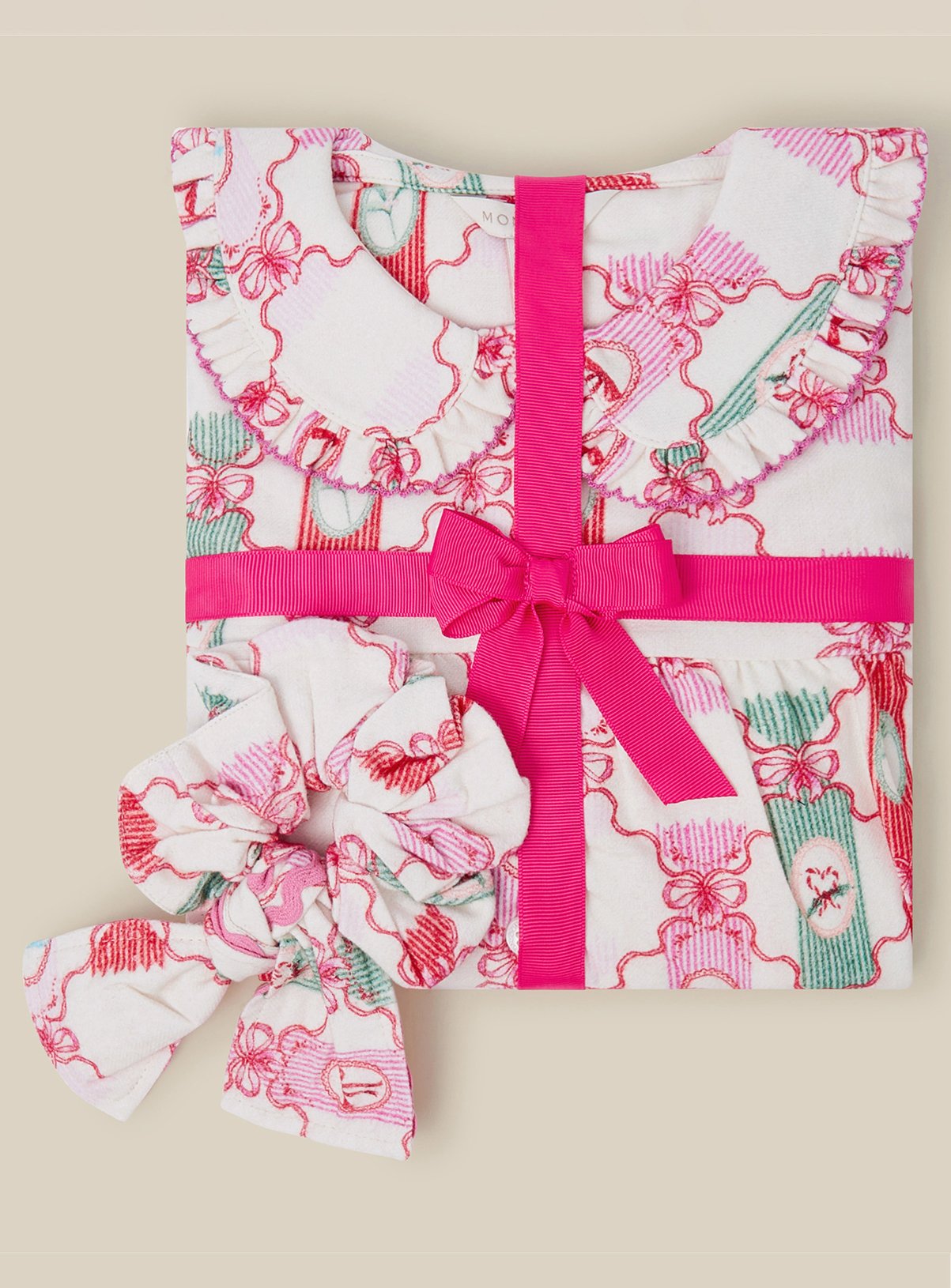 MONSOON Christmas Cracker Long Pyjamas & Hair Scrunchie Set 