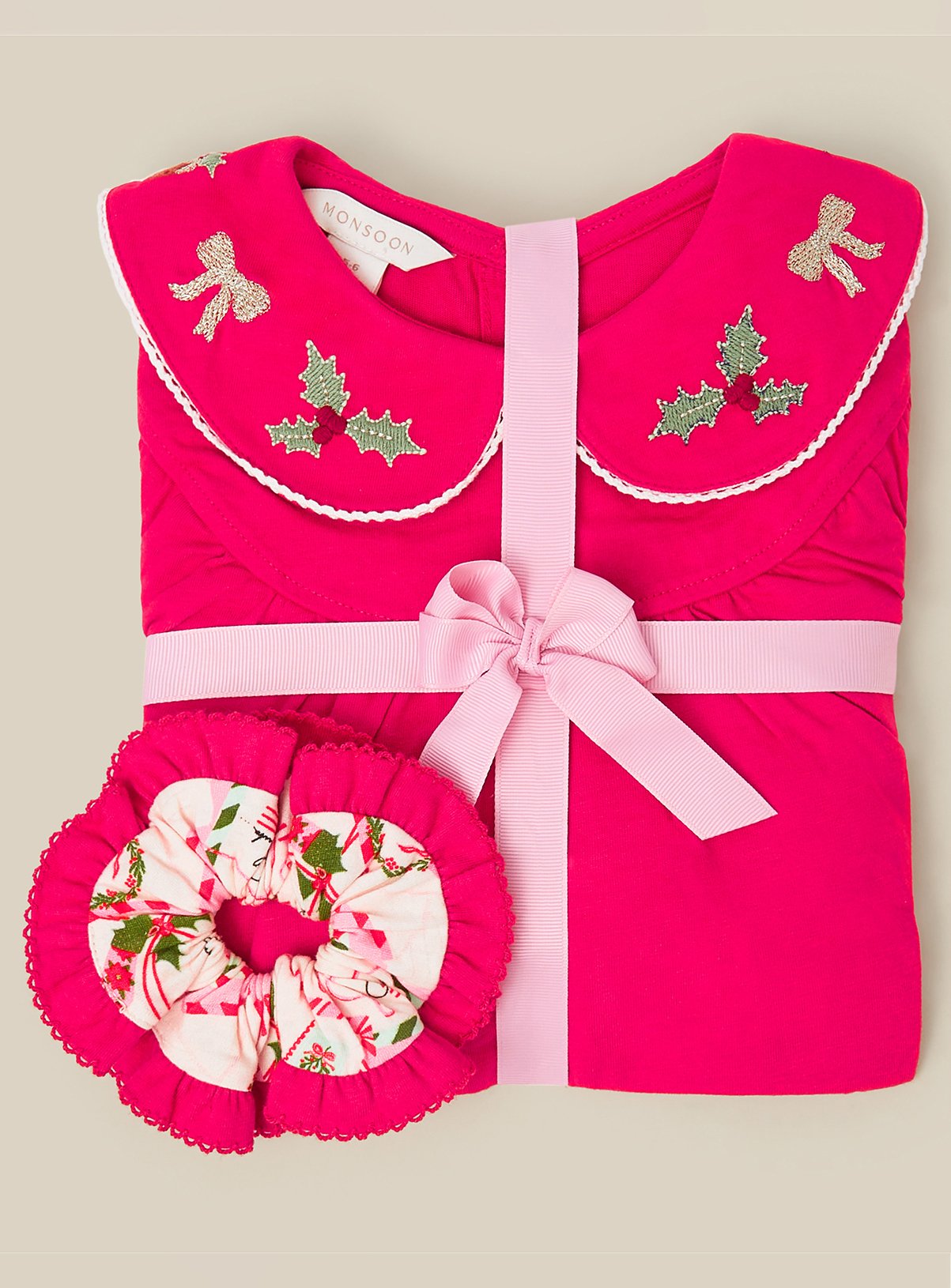 MONSOON Christmas Letter Long Pyjamas & Hair Scrunchie Set 