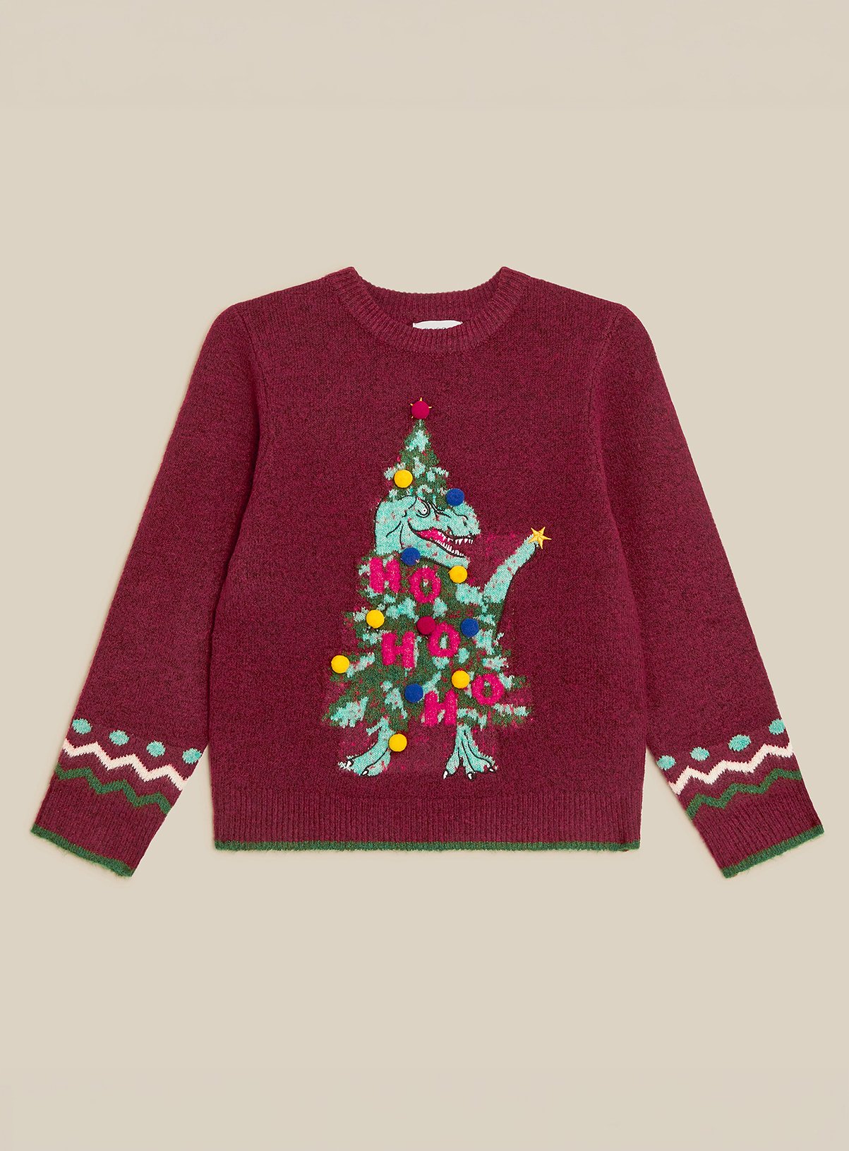 MONSOON Dino Christmas Tree Crew Neck Jumper 