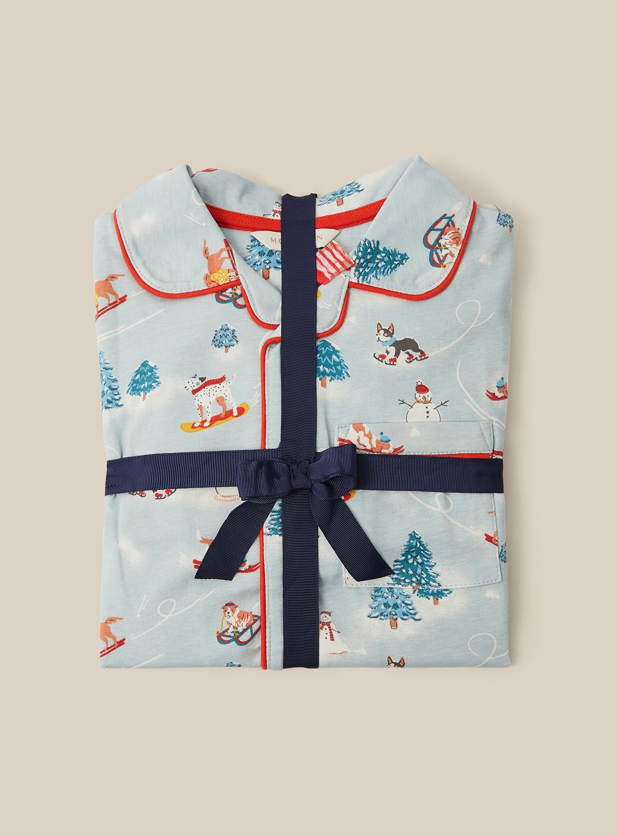 MONSOON Christmas Skiing Dog Long Pyjamas Set 