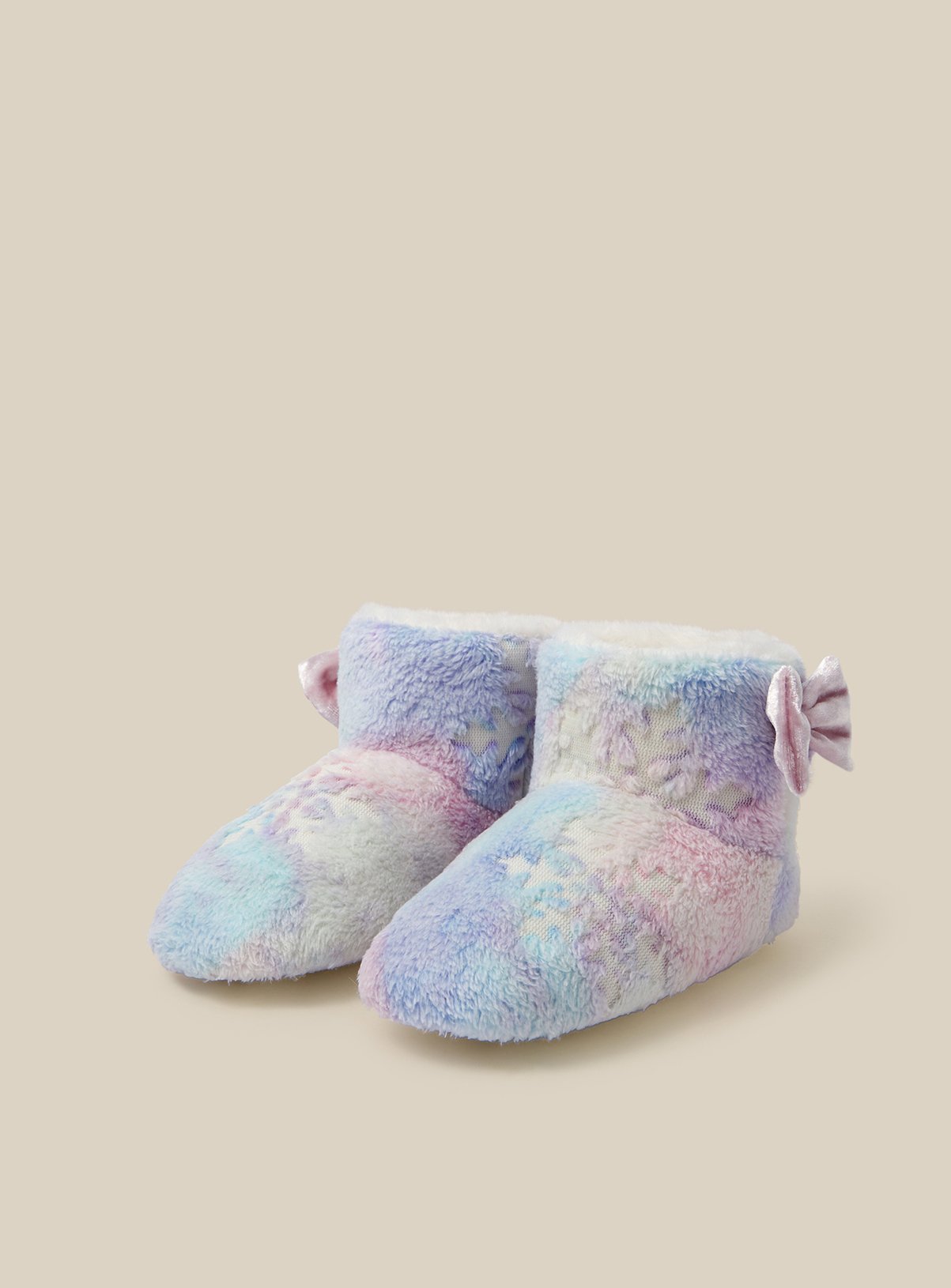 MONSOON Fluffy Snowflake Boot Slippers 2-3 years