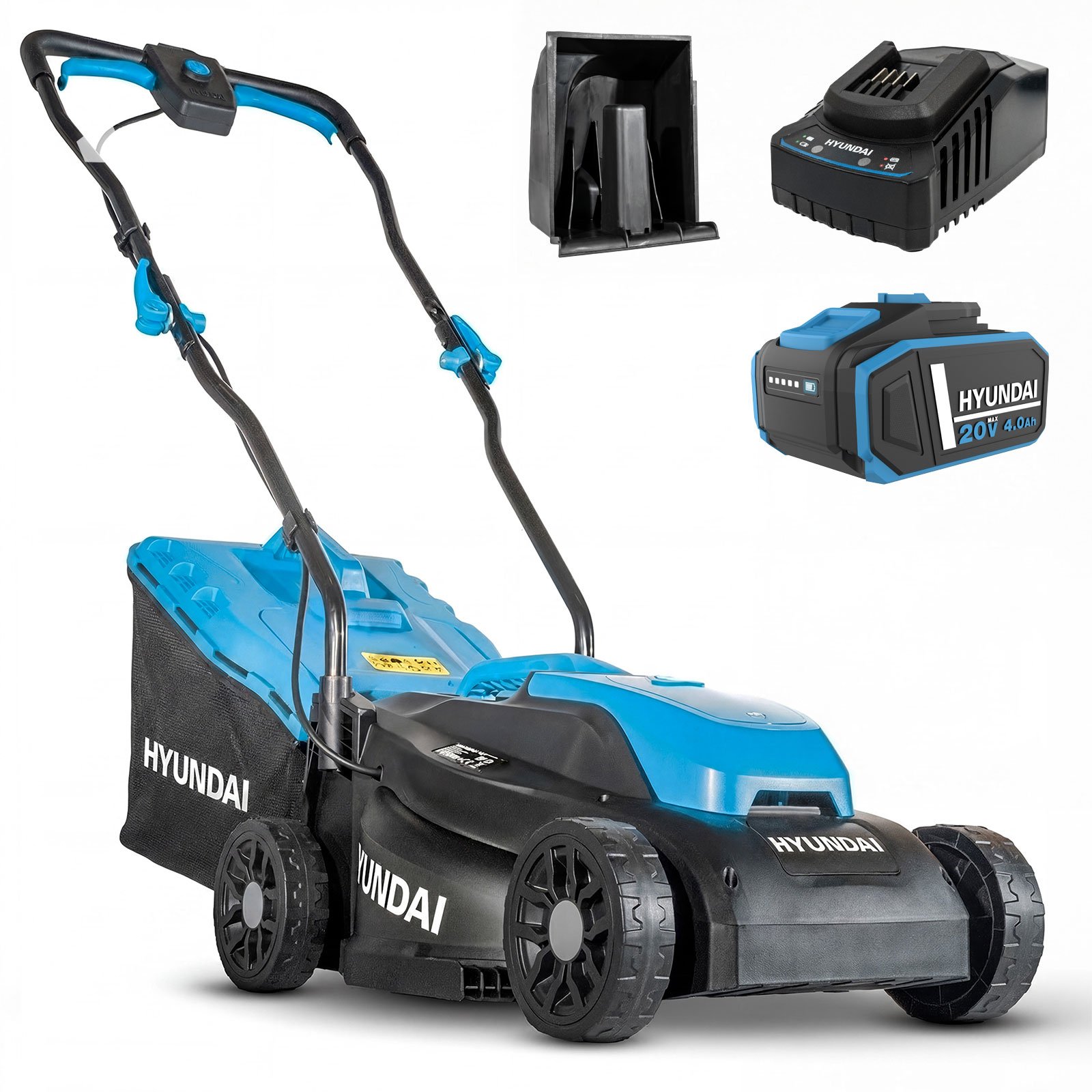 Hyundai 20V Cordless 3-in-1 Lawnmower with 4Ah Battery - 33cm