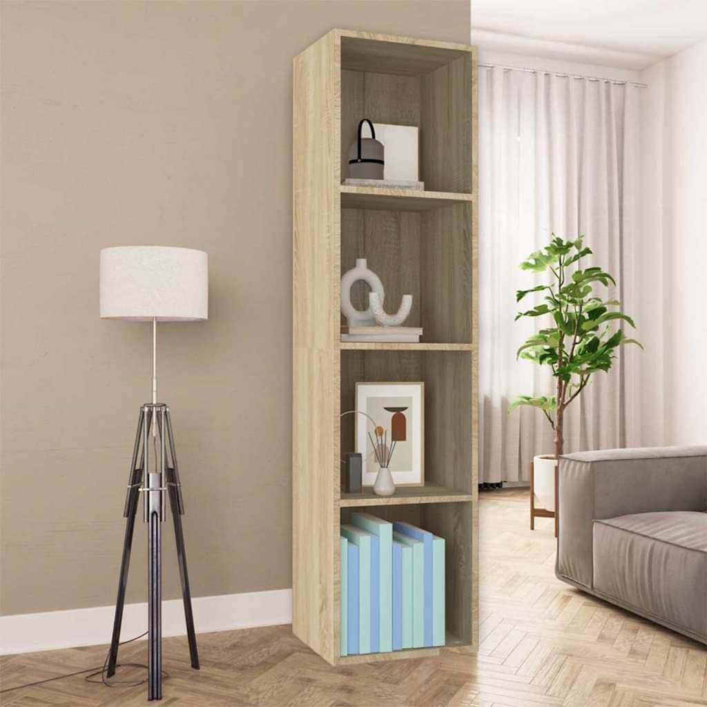 Walplus 4 Compartment Book Cabinet - Light Oak - 36 x 30 x 143 cm