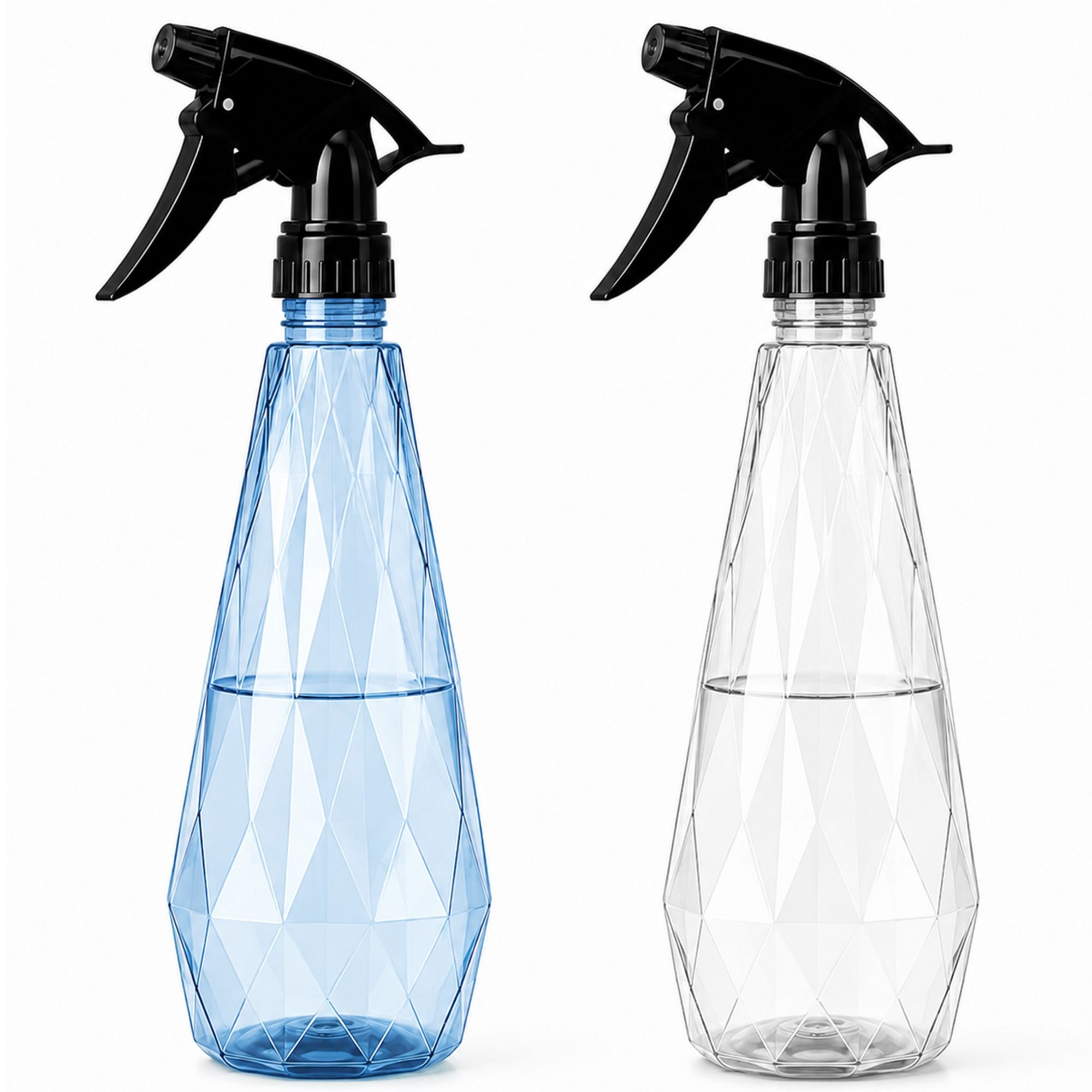 Keplin Plastic Trigger Spray Bottles - 600ml, 2 Pack - Blue And Clear