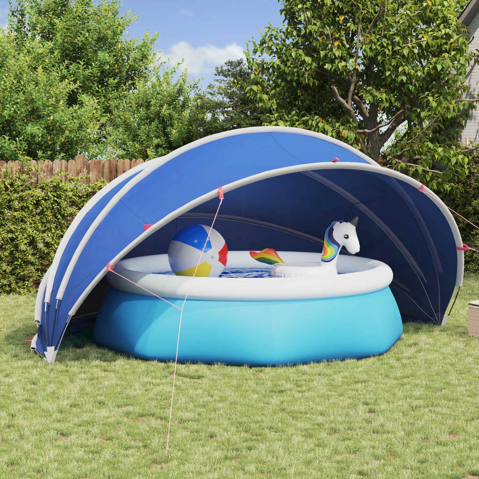 Walplus Polyester Pool Dome - Azure Blue - 500 x 500 x 236 cm