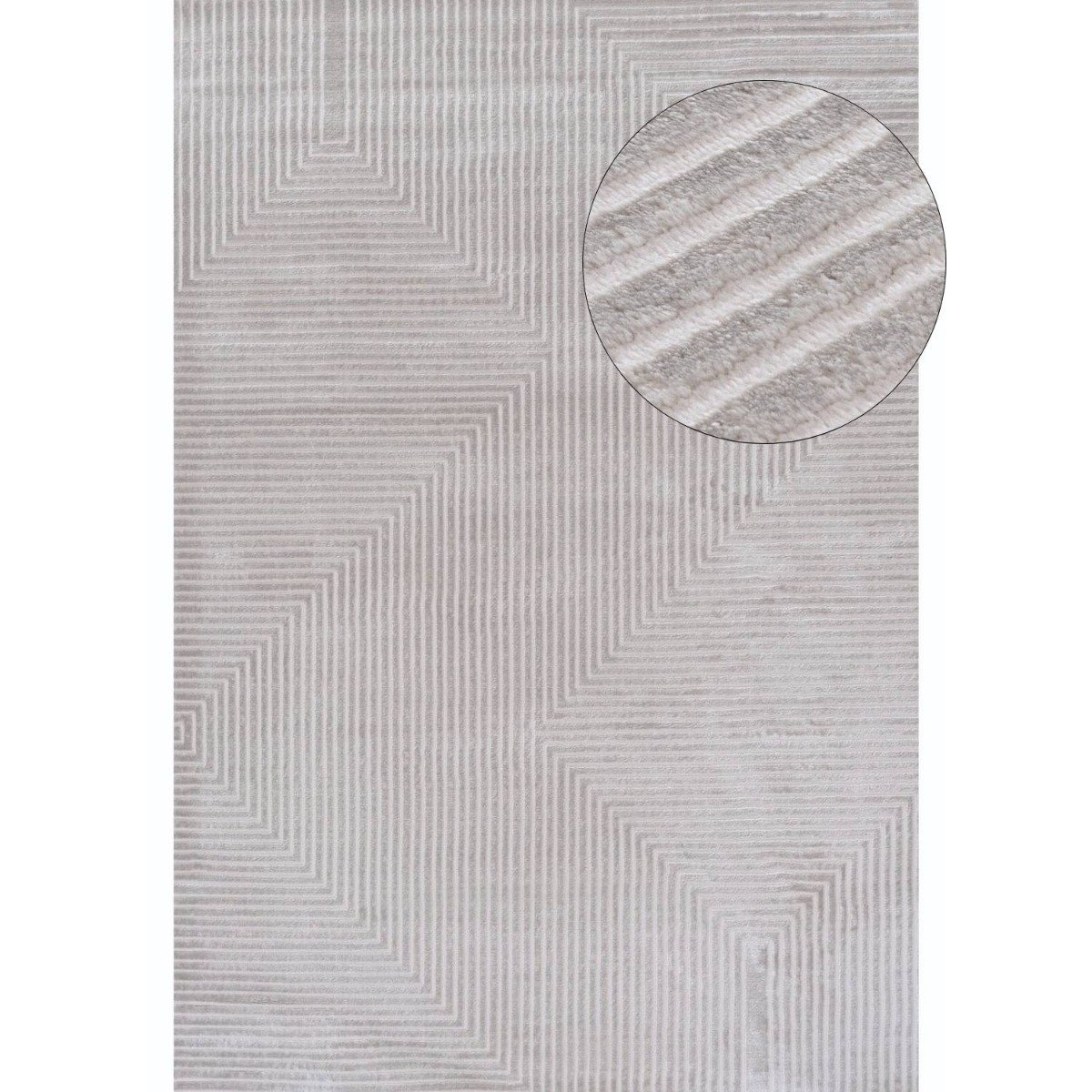 The Rugs Grey and Cream Carmel Modern Geometric Rug - 80 x 150cm