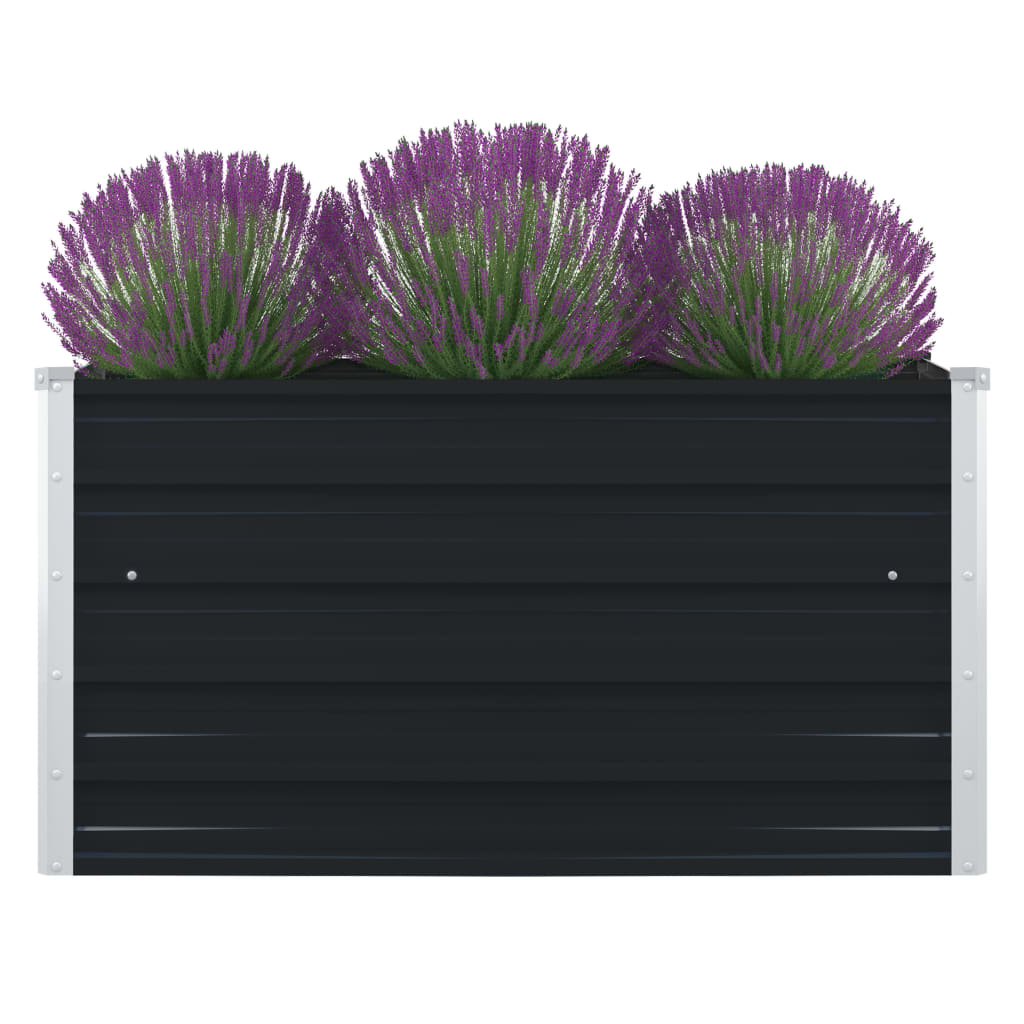 Walplus Galvanised Steel Raised Garden Bed - Anthracite - 100 x 100 x 45 cm