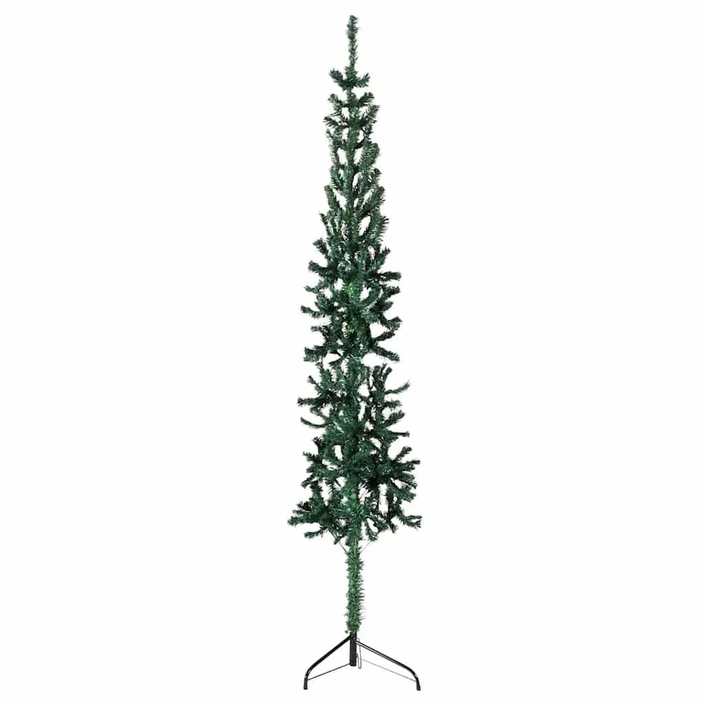 Walplus 324 Branch Tips Slim Half Artificial Christmas Tree - Green - 240 cm